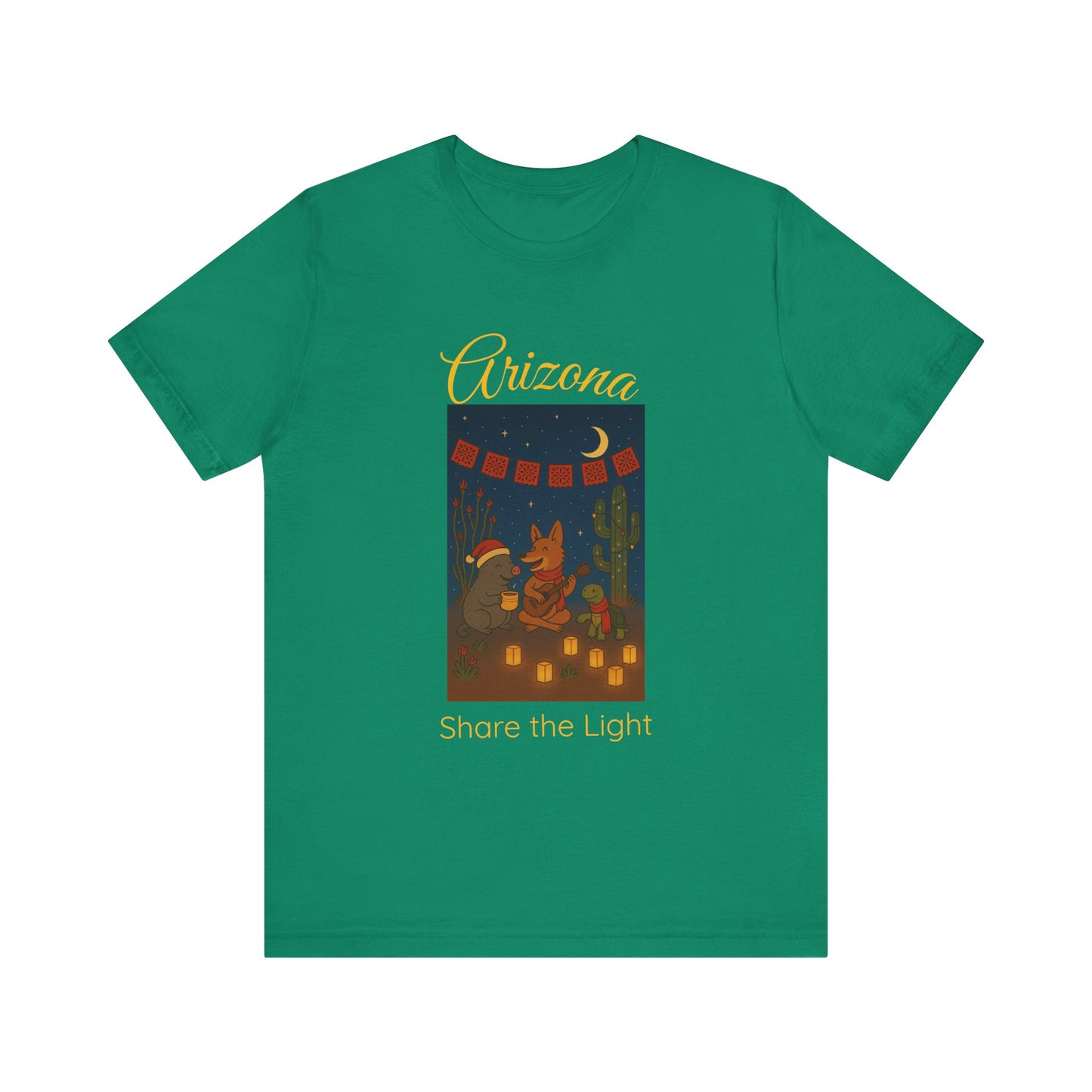 Arizona Desert Share the Light Unisex Tee, Southwest Vacation Shirt, Cactus Graphic T-Shirt, Gift for Travelers, Nature Lover Tee, Sunset