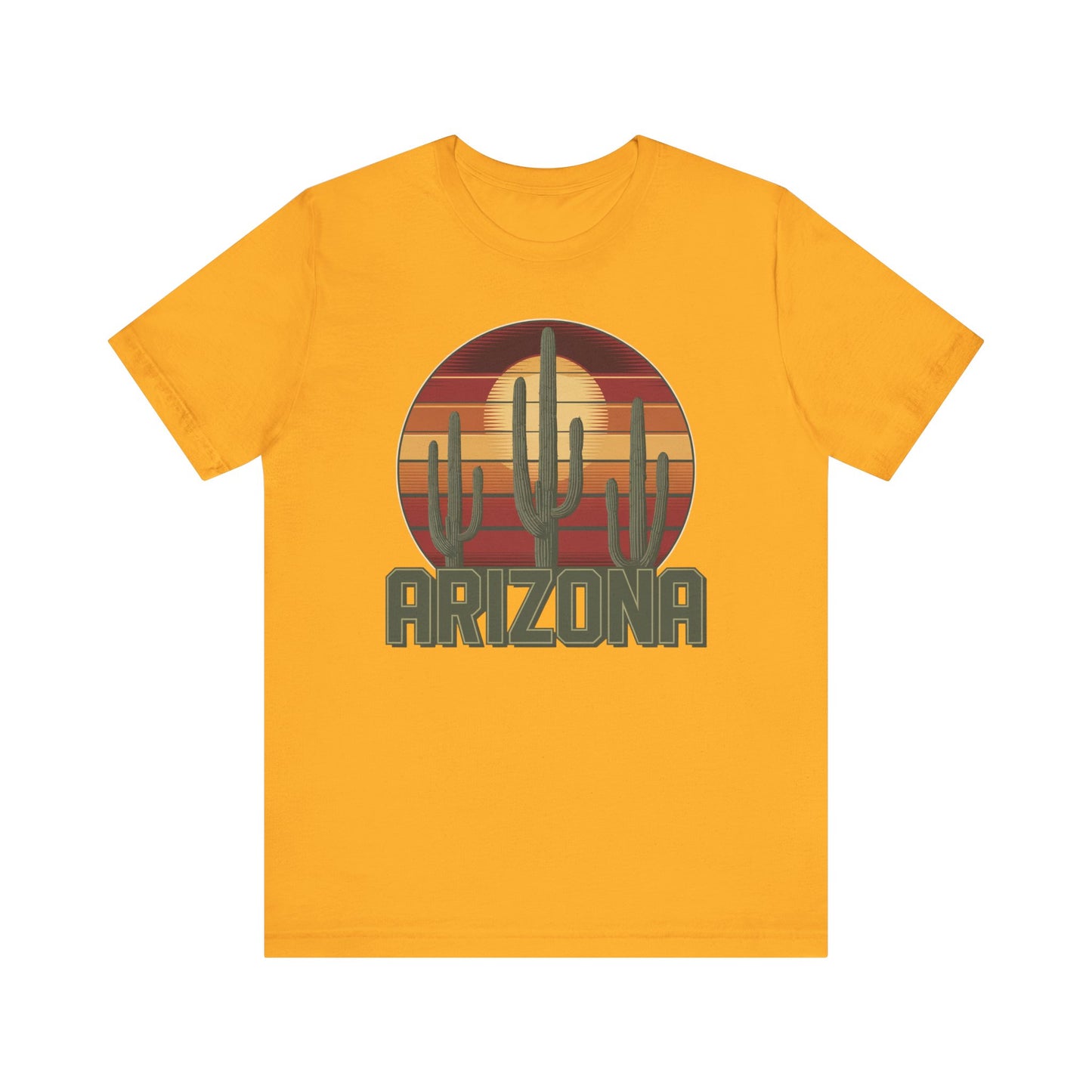 Arizona Desert Landscape Three Saguaro Cactus at Sunset Graphic Tee for Nature Lovers, Boho Summer Shirt, Gift for Adventurers, Vacation Wear, Casual Outfit