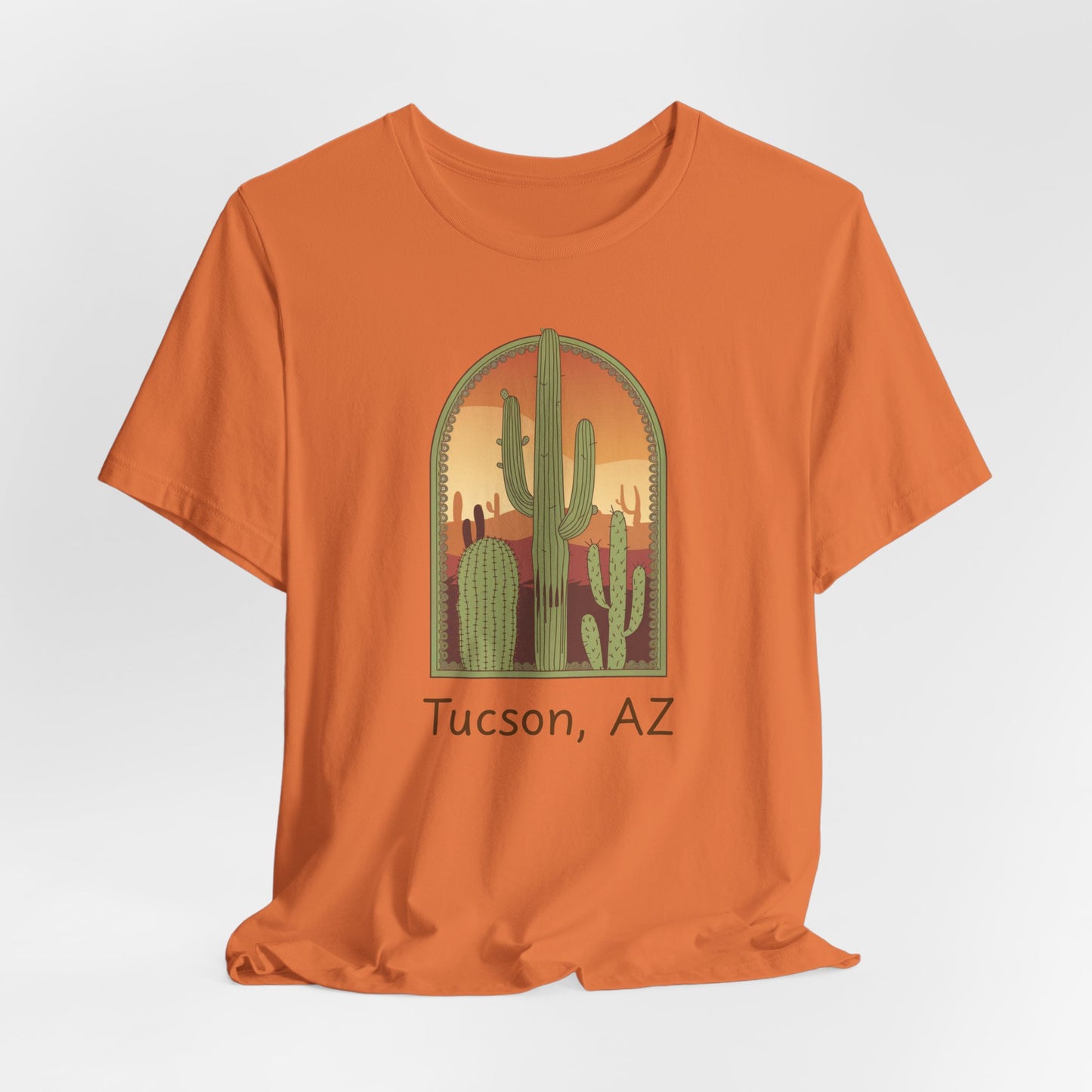 Desert Sunset Tee, Tucson Cactus Shirt, Unisex Short Sleeve, Gifts for Nature Lovers, Southwest Apparel, Travel Souvenir