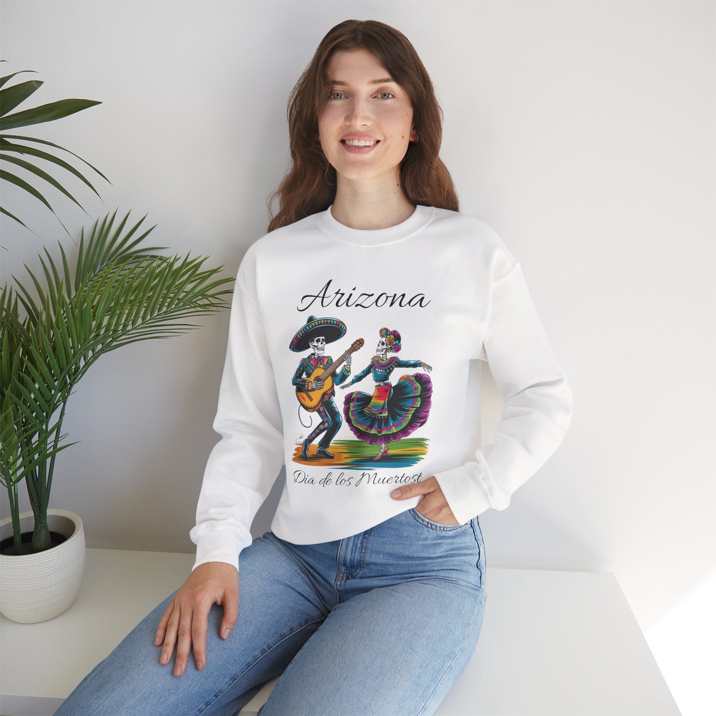 Arizona Día de los Muertos Sweatshirt, Cozy Crewneck, Unisex Apparel, Day of the Dead Gift, Fall Fashion Layer
