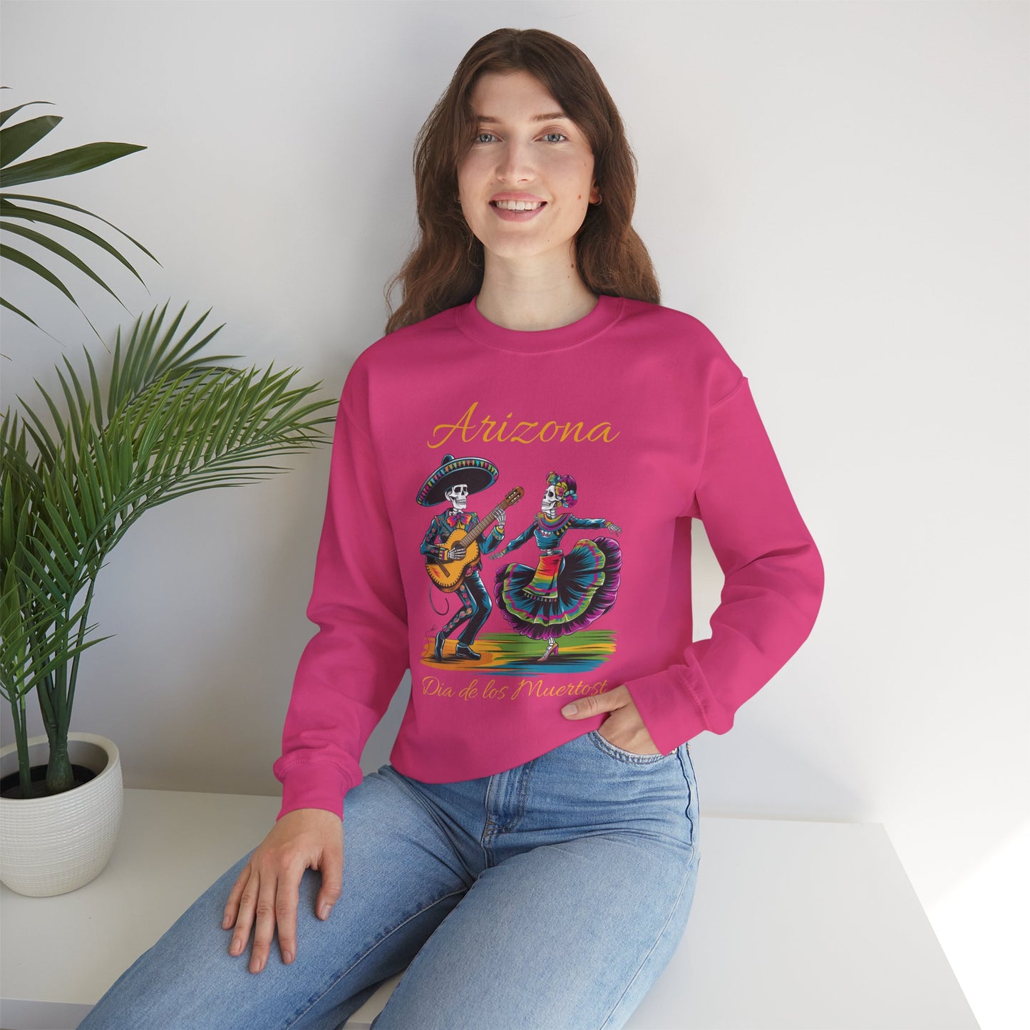 Arizona Día de los Muertos Sweatshirt, Cozy Crewneck, Unisex Apparel, Day of the Dead Gift, Fall Fashion Layer