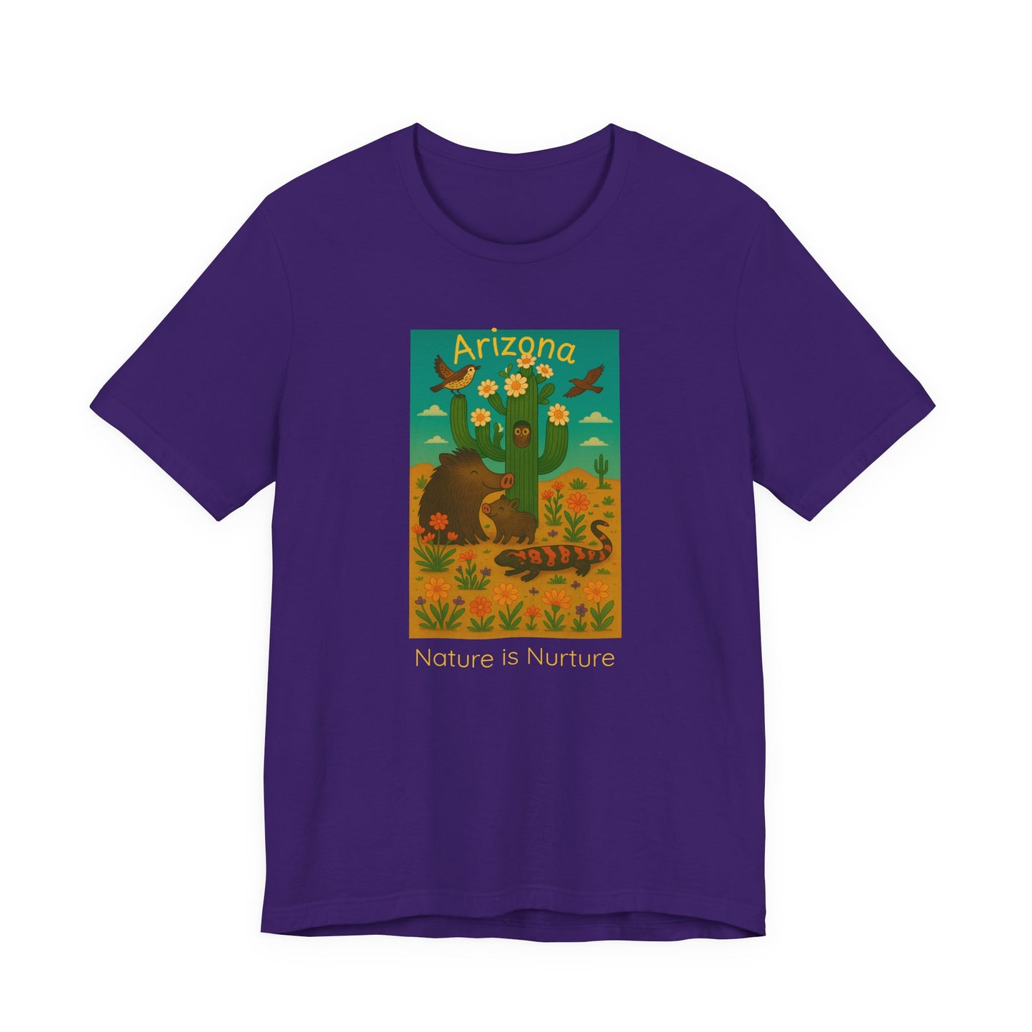 Arizona Desert Saguaro cactus in bloom ,Unisex Tee, Southwest Botanical Shirt, Nature Lover Gift, Boho Desert Top, Desert Critters Tshirt,