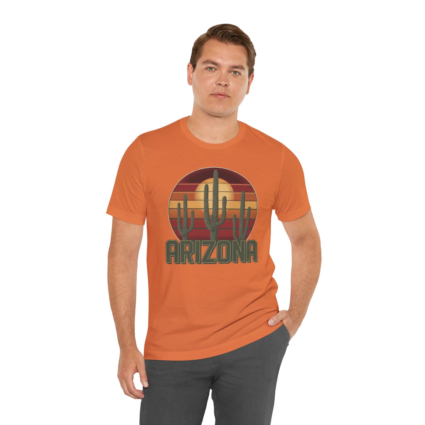 Arizona Desert Three Saguaro Cactus at Sunset Graphic Tee for Nature Lovers, Boho Summer Shirt, Gift for Adventurers, Vacation Wear, Casual Outfit
