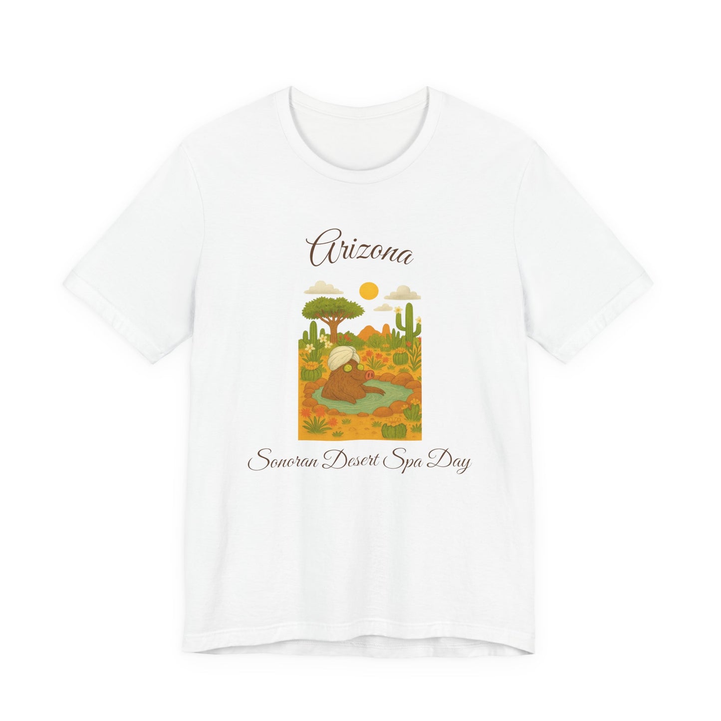 Arizona Sonoran Desert  Javelina Spa Day Souvenir Tee, Unisex Short Sleeve Shirt, Nature Lover Gift, Holiday Casual Wear, Adventure T-Shirt, Summer Travel Souvenir