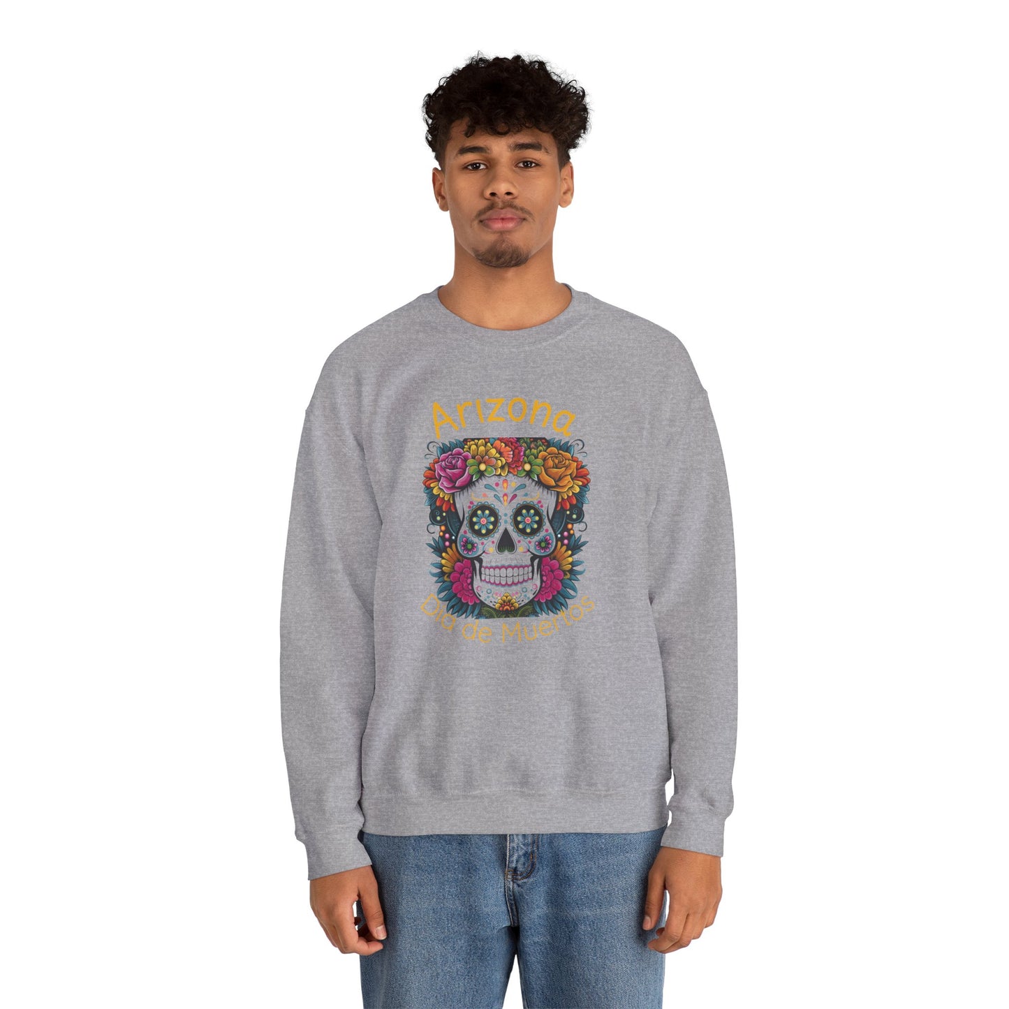 Arizona Día de Muertos Crewneck Sweatshirt | Cozy Unisex Apparel for DAy of the Dead Celebrations, Gifts, Homewear, Fall Fashion, Halloween