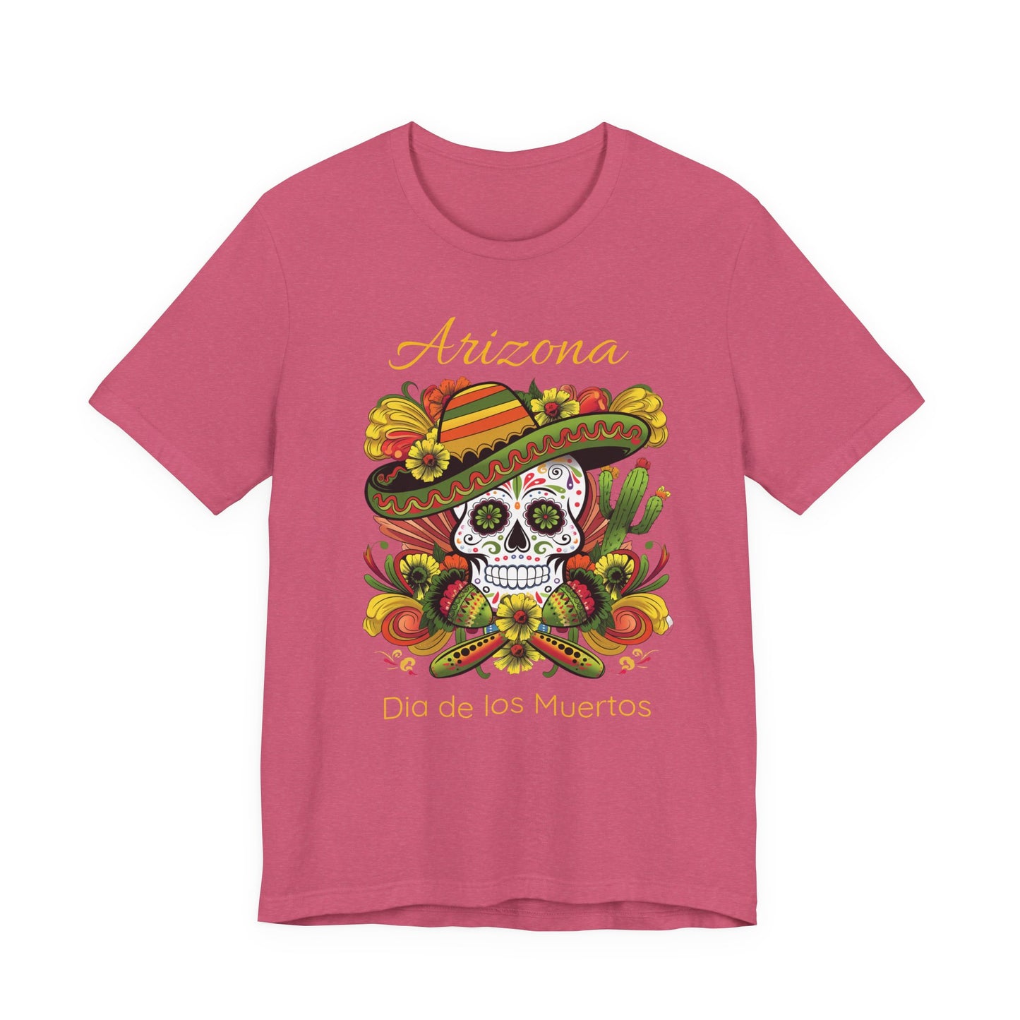 Dia de los Muertos Unisex Jersey Tee, Colorful Skull T-Shirt, Arizona Design, Holiday Apparel, Casual Wear, Gifts for Him and Her