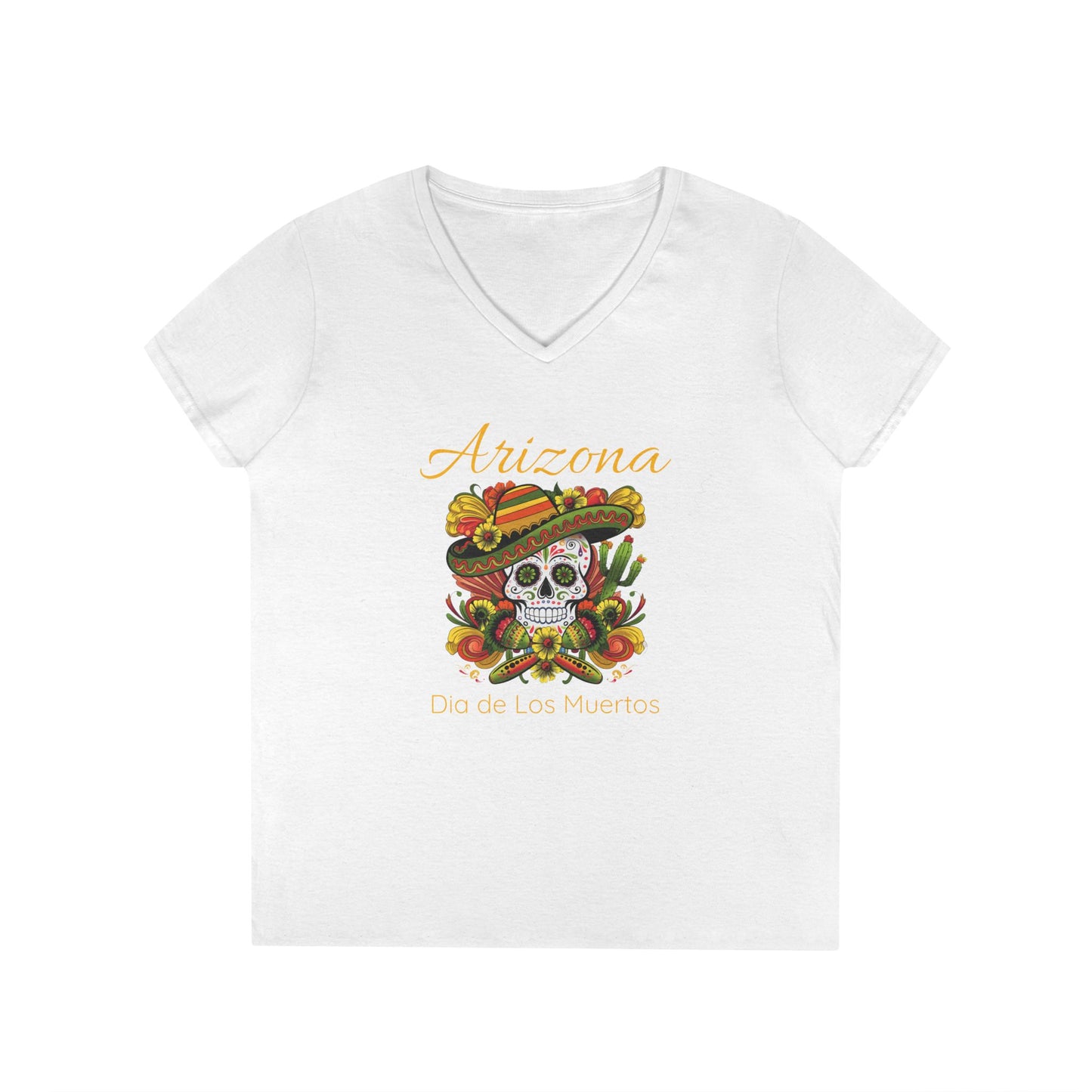 V-Neck T-Shirt Day of the Dead Sugar Skull Women's Tee