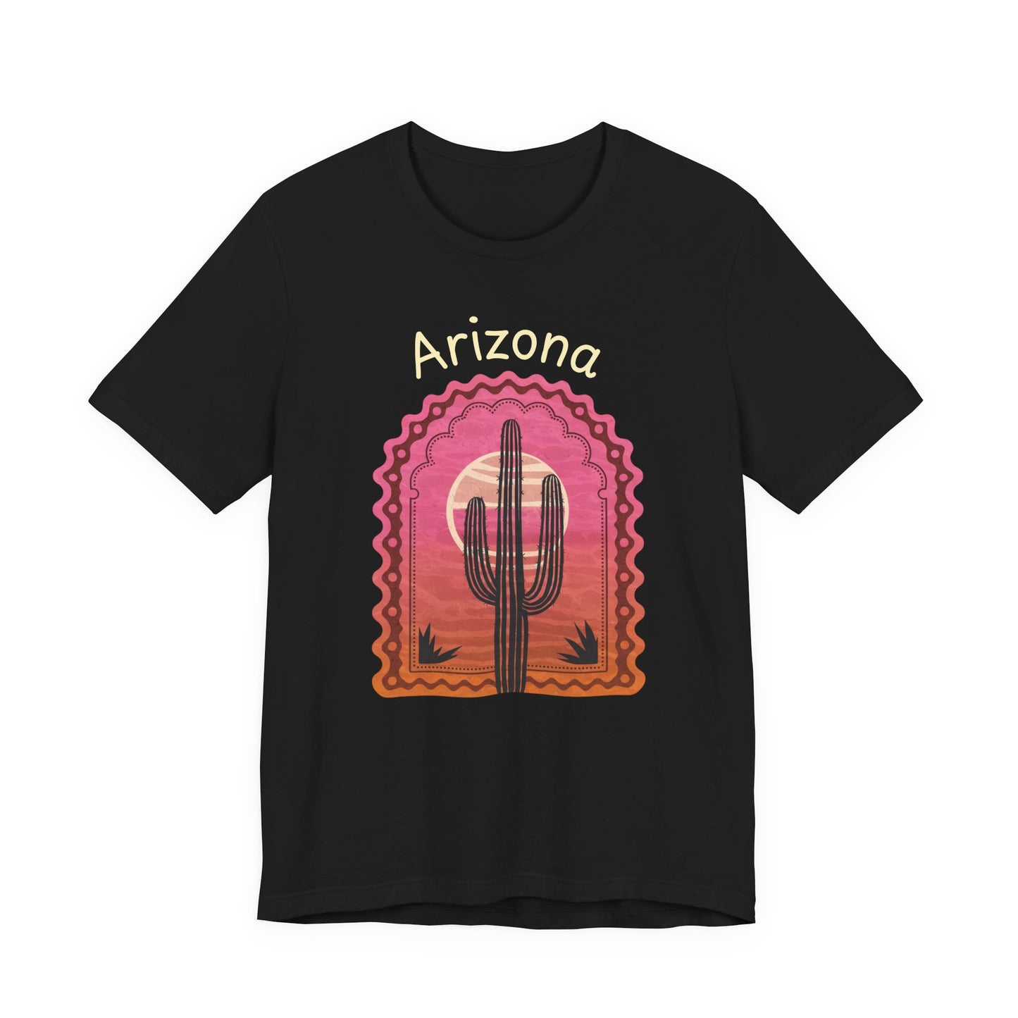 Desert Saguaro Sunset Graphic Tee for Nature Lovers, Boho Summer Shirt, Gift for Adventurers, Vacation Wear, Casual Outfit