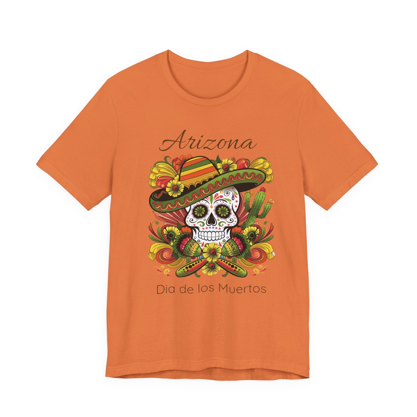 Dia de los Muertos Unisex Jersey Tee, Colorful Skull T-Shirt, Arizona Design, Holiday Apparel, Casual Wear, Gifts for Him and Her