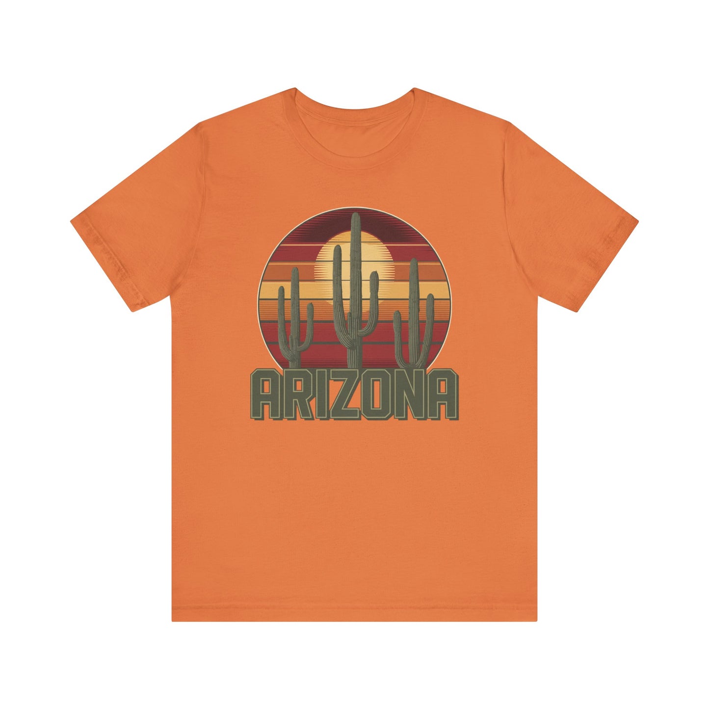 Arizona Desert Landscape Three Saguaro Cactus at Sunset Graphic Tee for Nature Lovers, Boho Summer Shirt, Gift for Adventurers, Vacation Wear, Casual Outfit