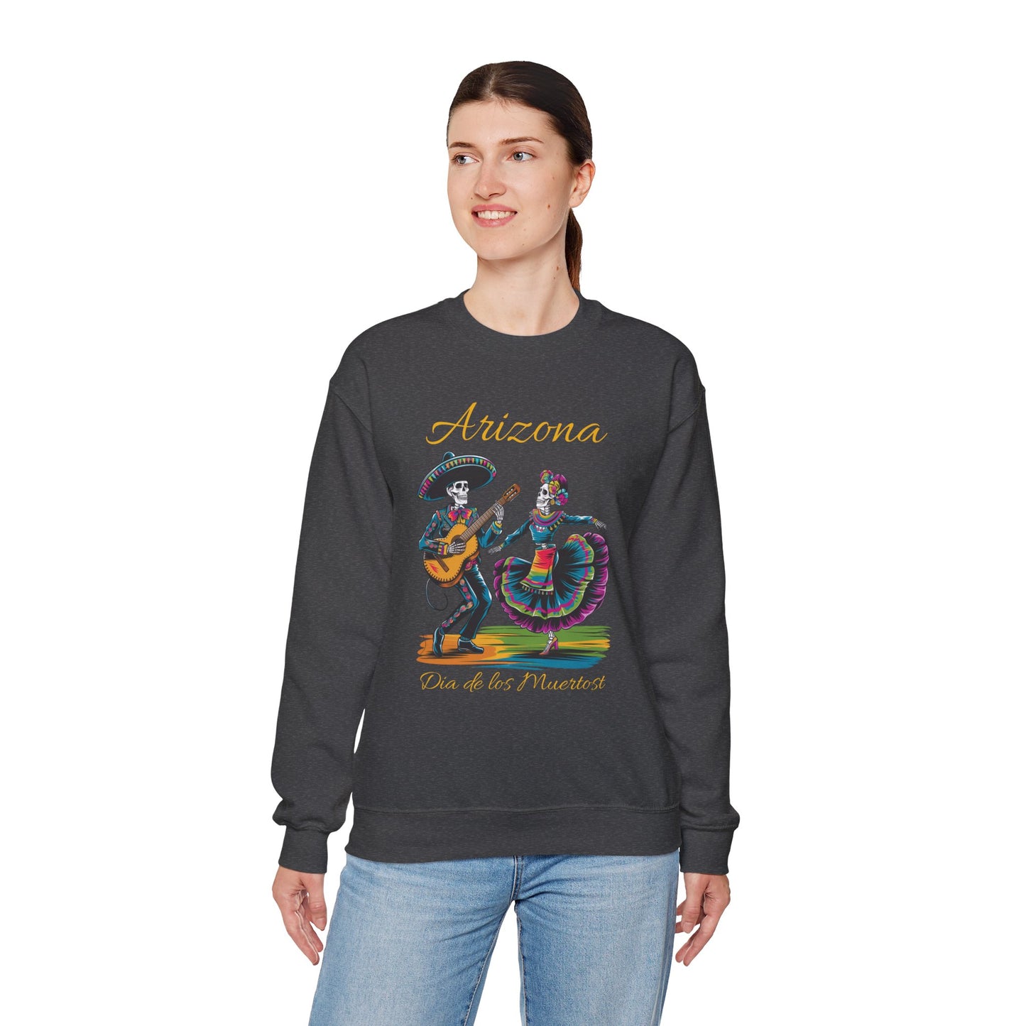 Arizona Día de los Muertos Sweatshirt, Cozy Crewneck, Unisex Apparel, Day of the Dead Gift, Fall Fashion Layer