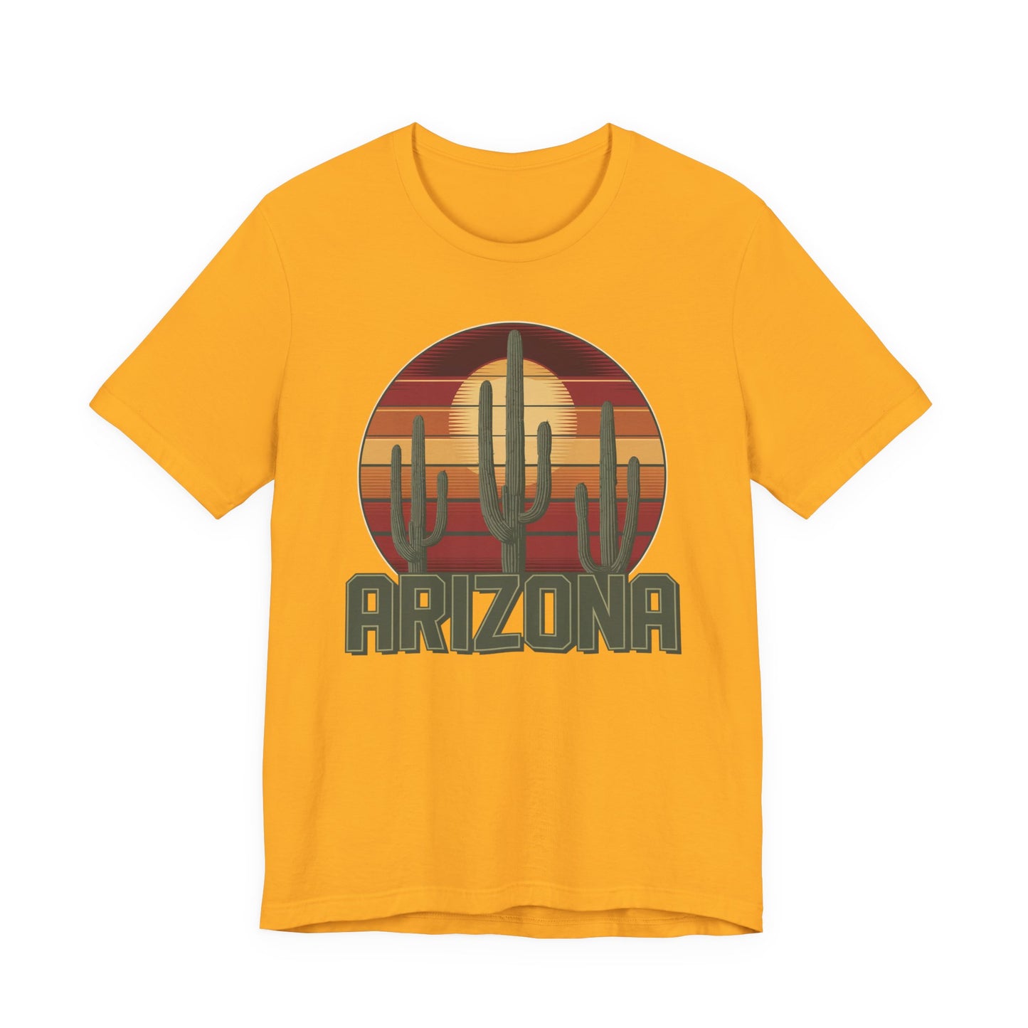 Arizona Desert Landscape Three Saguaro Cactus at Sunset Graphic Tee for Nature Lovers, Boho Summer Shirt, Gift for Adventurers, Vacation Wear, Casual Outfit