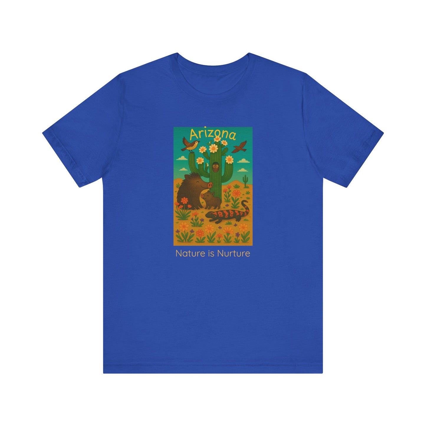 Arizona Desert Saguaro cactus in bloom ,Unisex Tee, Southwest Botanical Shirt, Nature Lover Gift, Boho Desert Top, Desert Critters Tshirt,