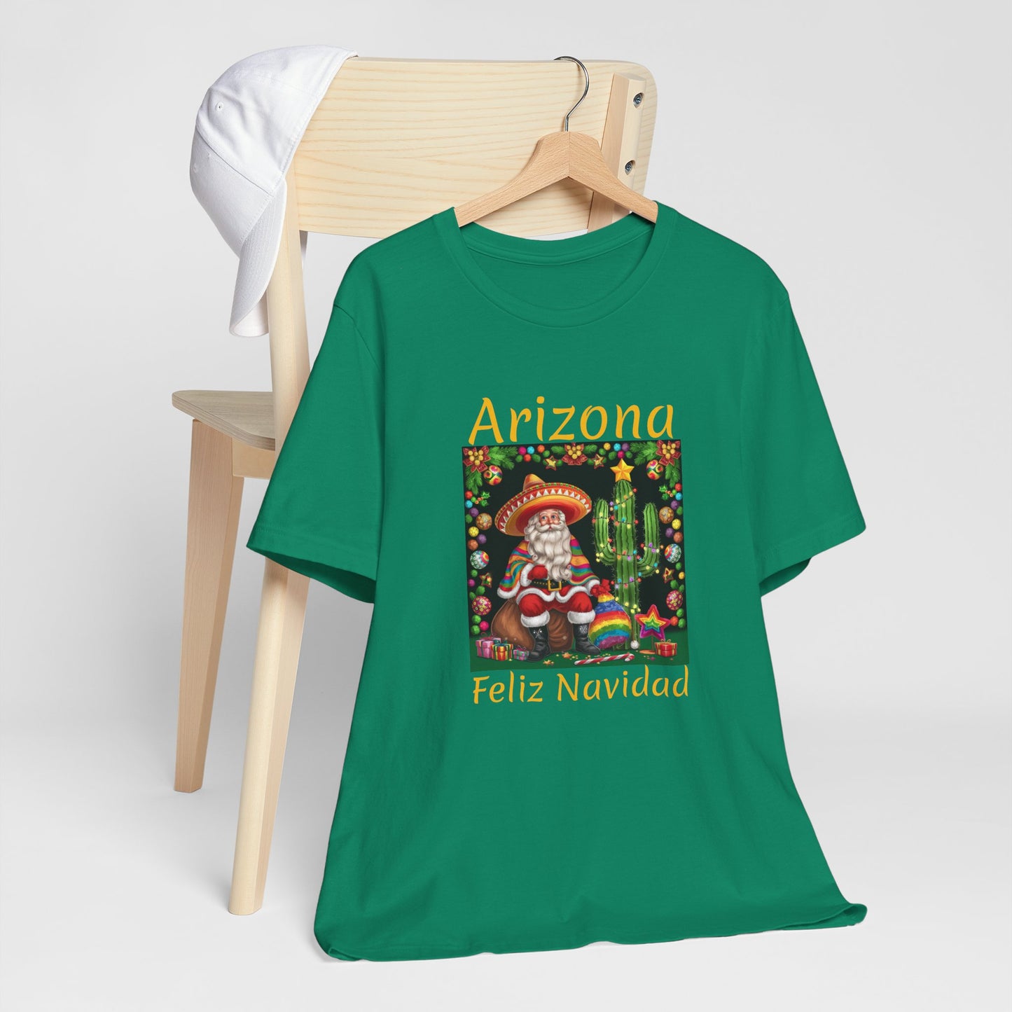 Unisex short sleeve T-Shirt - Arizona Santa in Sombrero Feliz Navidad Design, Arizona Christmas souvenir