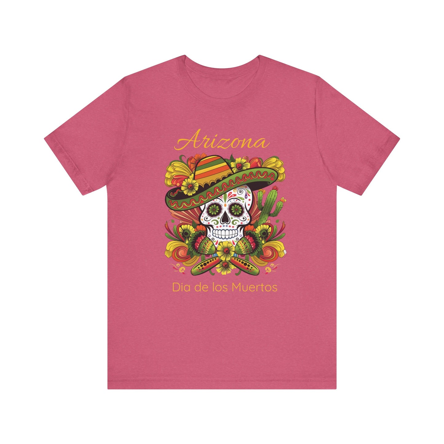 Dia de los Muertos Unisex Jersey Tee, Colorful Skull T-Shirt, Arizona Design, Holiday Apparel, Casual Wear, Gifts for Him and Her