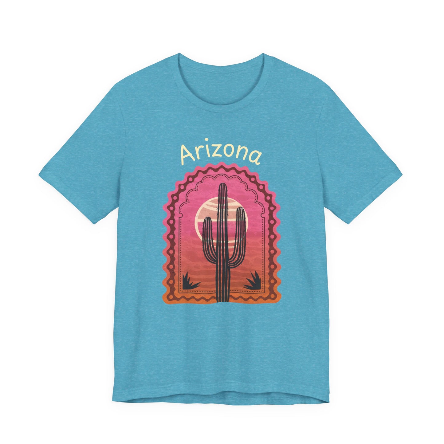 Desert Saguaro Sunset Graphic Tee for Nature Lovers, Boho Summer Shirt, Gift for Adventurers, Vacation Wear, Casual Outfit