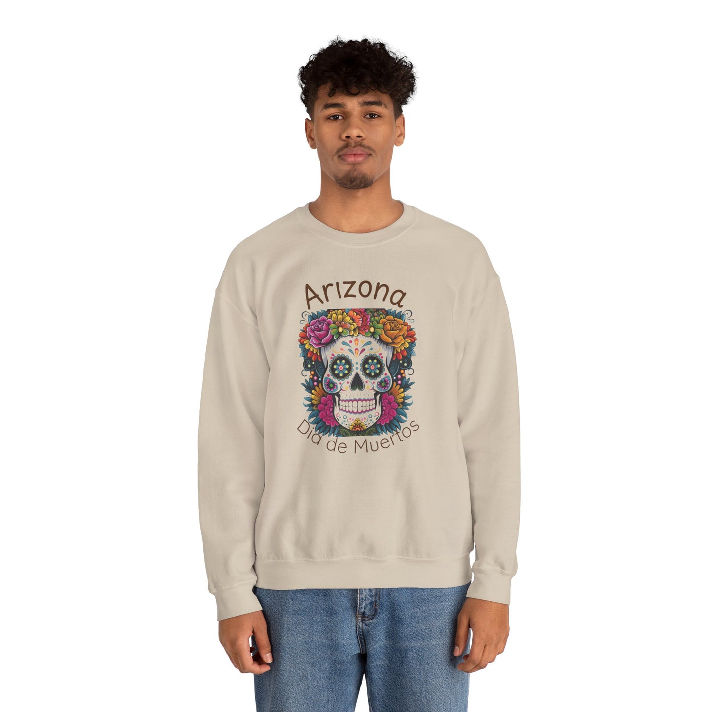 Arizona Día de Muertos Crewneck Sweatshirt | Cozy Unisex Apparel for DAy of the Dead Celebrations, Gifts, Homewear, Fall Fashion, Halloween