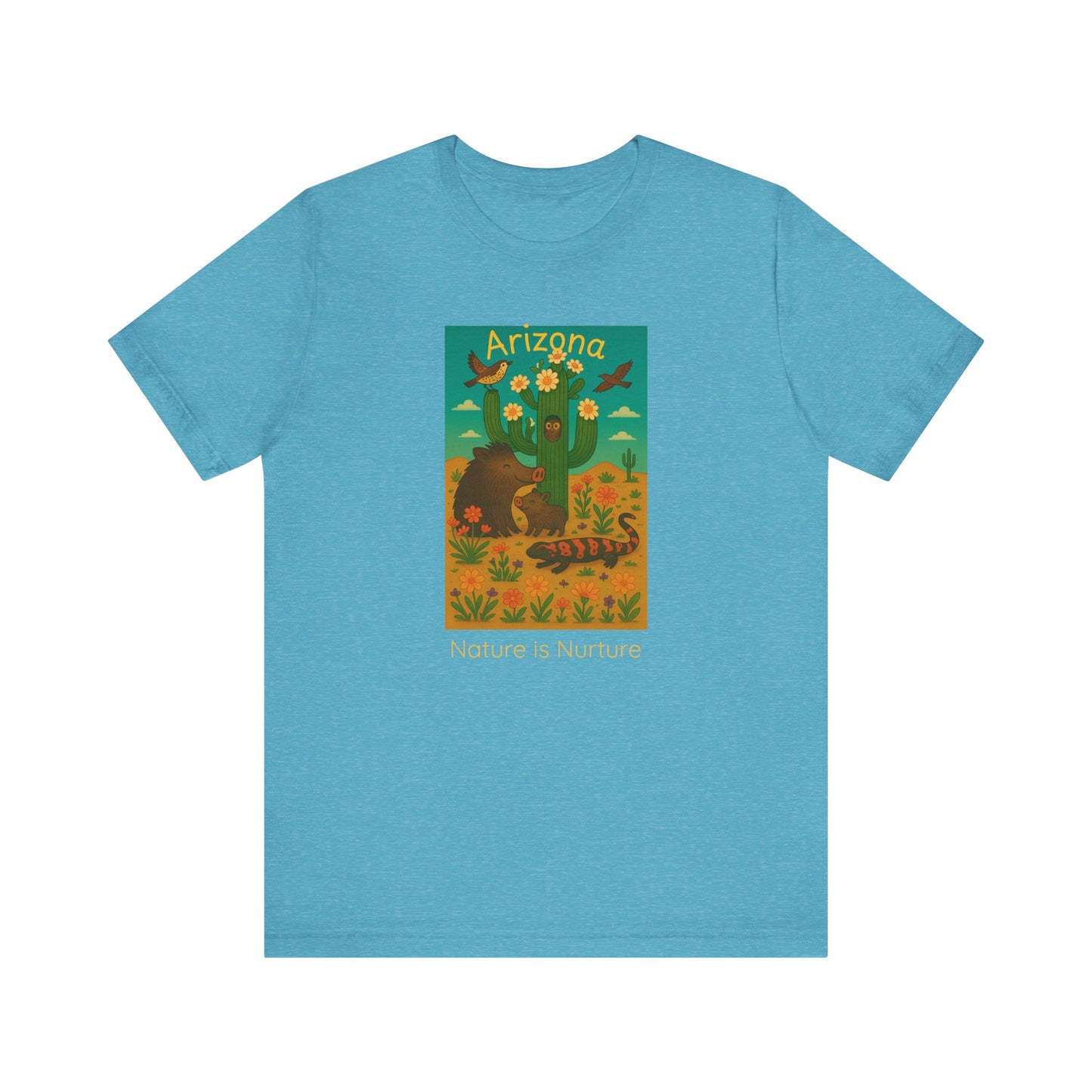 Arizona Desert Saguaro cactus in bloom ,Unisex Tee, Southwest Botanical Shirt, Nature Lover Gift, Boho Desert Top, Desert Critters Tshirt,
