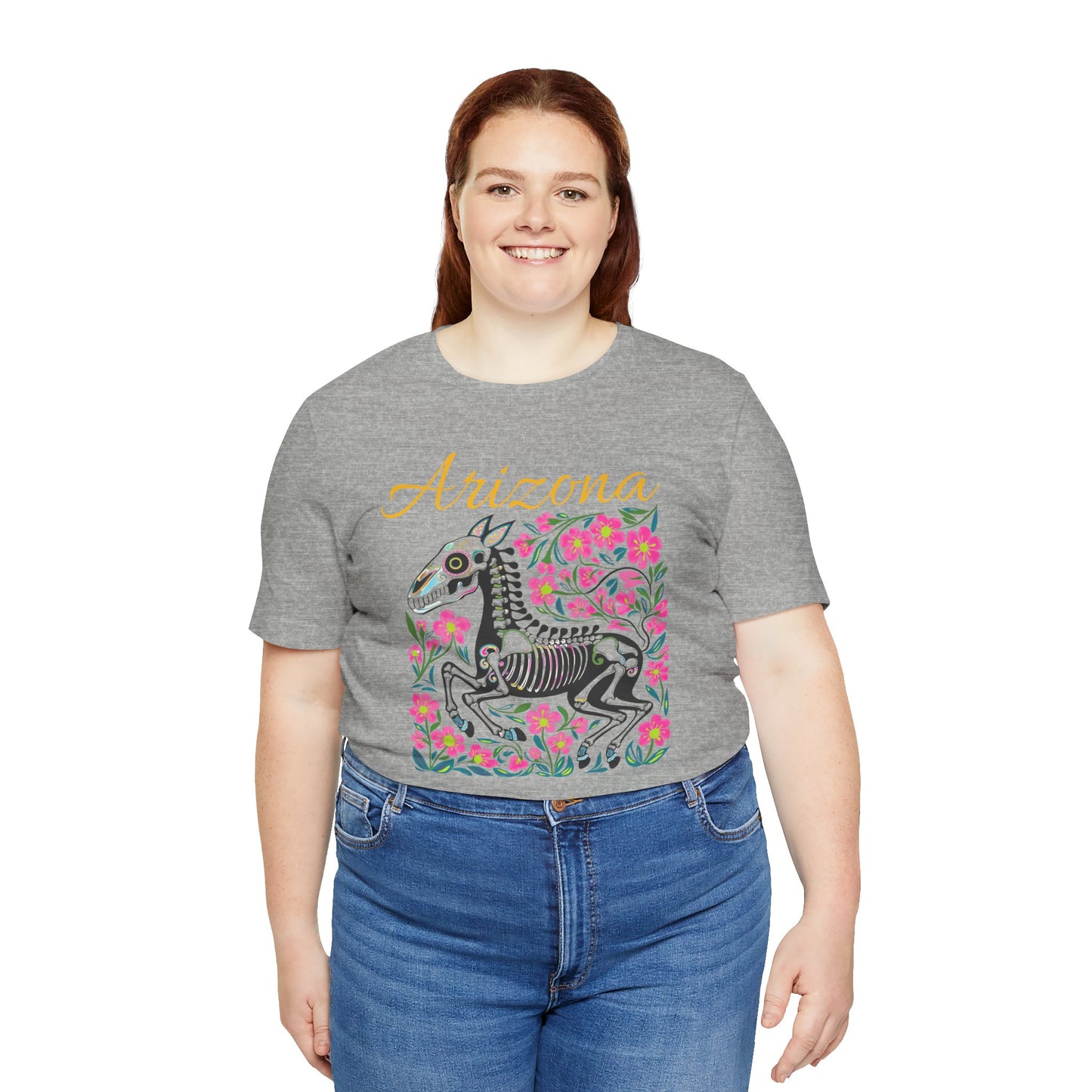 Dia de los Muertos Unisex Tee, Skull Art Shirt, Horse Skeleton,Arizona Gift, Fall Fashion, Halloween Celebration, Fiery Spirit