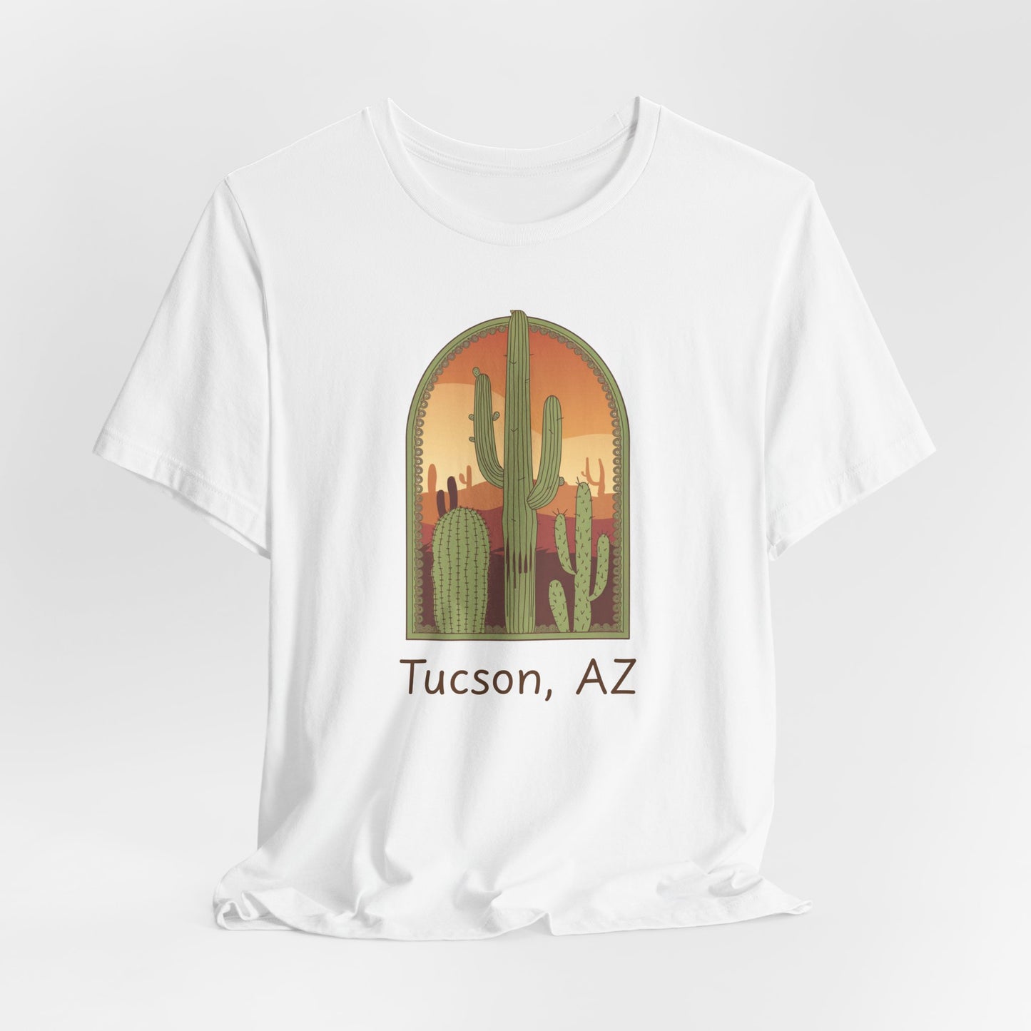 Desert Sunset Tee, Tucson Cactus Shirt, Unisex Short Sleeve, Gifts for Nature Lovers, Southwest Apparel, Travel Souvenir