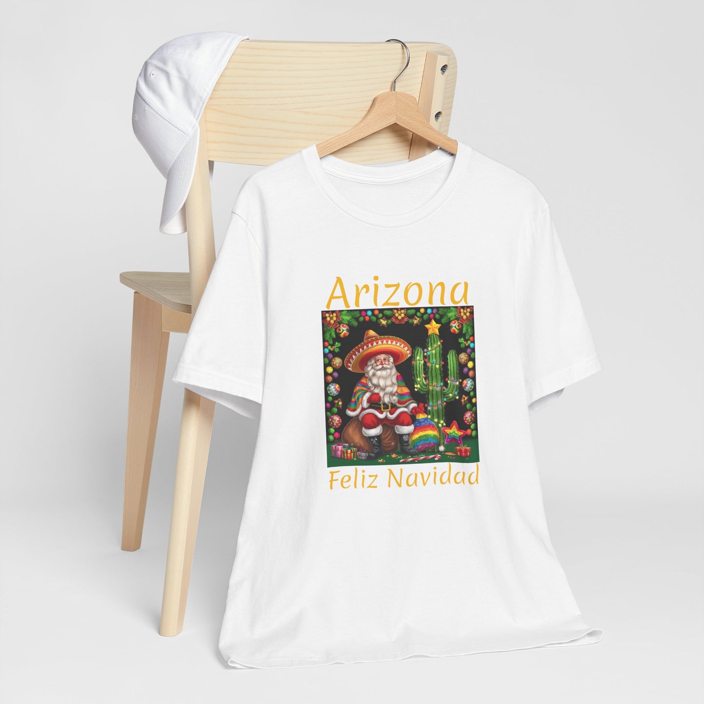 Unisex short sleeve T-Shirt - Arizona Santa in Sombrero Feliz Navidad Design, Arizona Christmas souvenir