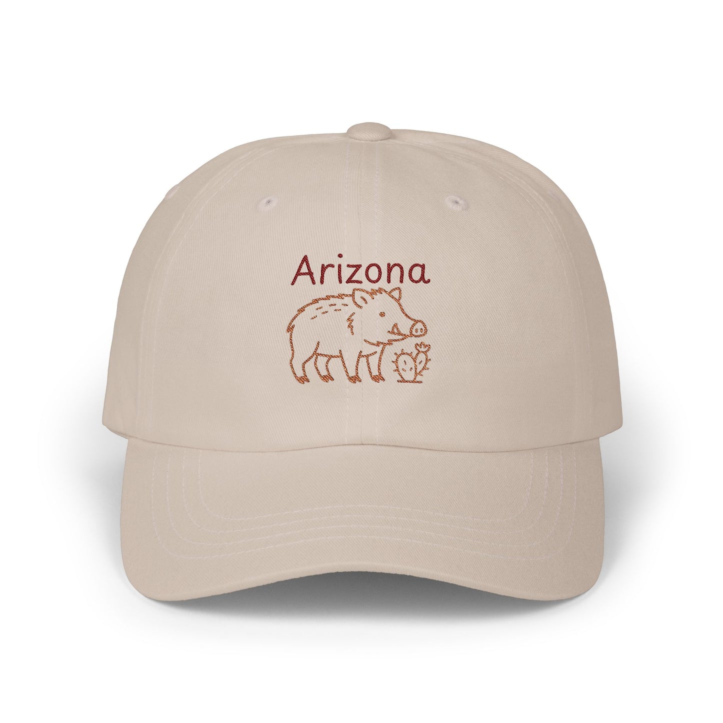 Arizona Javelina and cactus Embroidered Classic Dad Cap | Casual Summer Hat, Gift for Him, Outdoor Adventures, Travel, Fashion Accessory