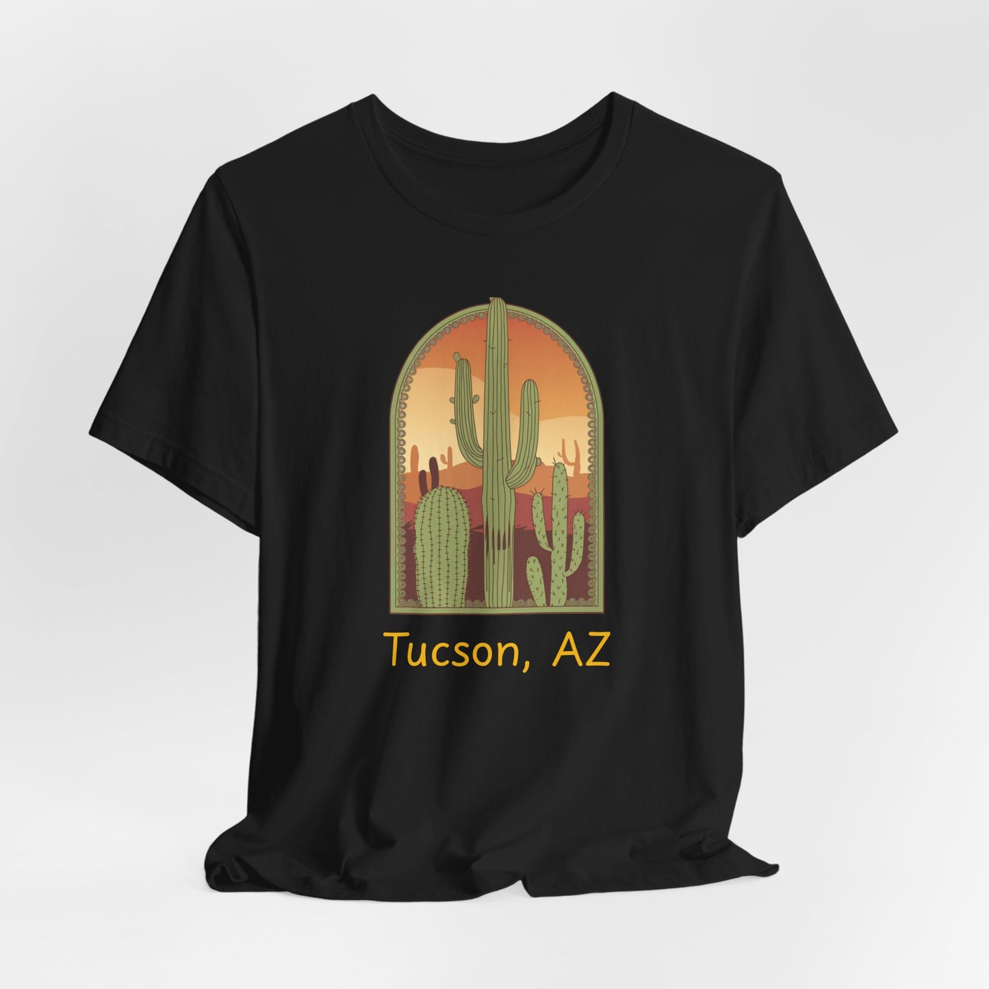 Desert Sunset Tee, Tucson Cactus Shirt, Unisex Short Sleeve, Gifts for Nature Lovers, Southwest Apparel, Travel Souvenir