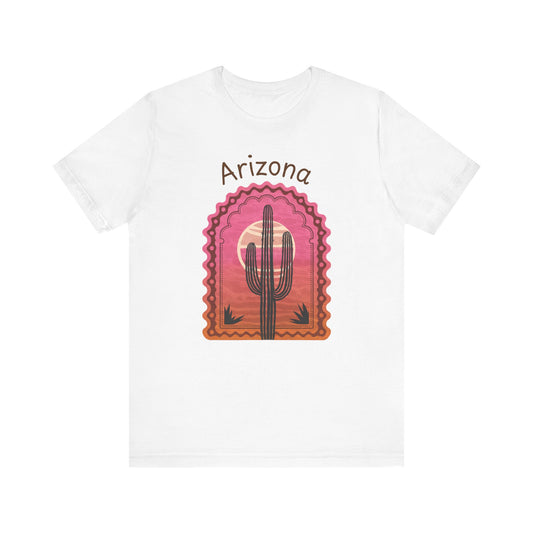 Desert Saguaro Sunset Graphic Tee for Nature Lovers, Boho Summer Shirt, Gift for Adventurers, Vacation Wear, Casual Outfit