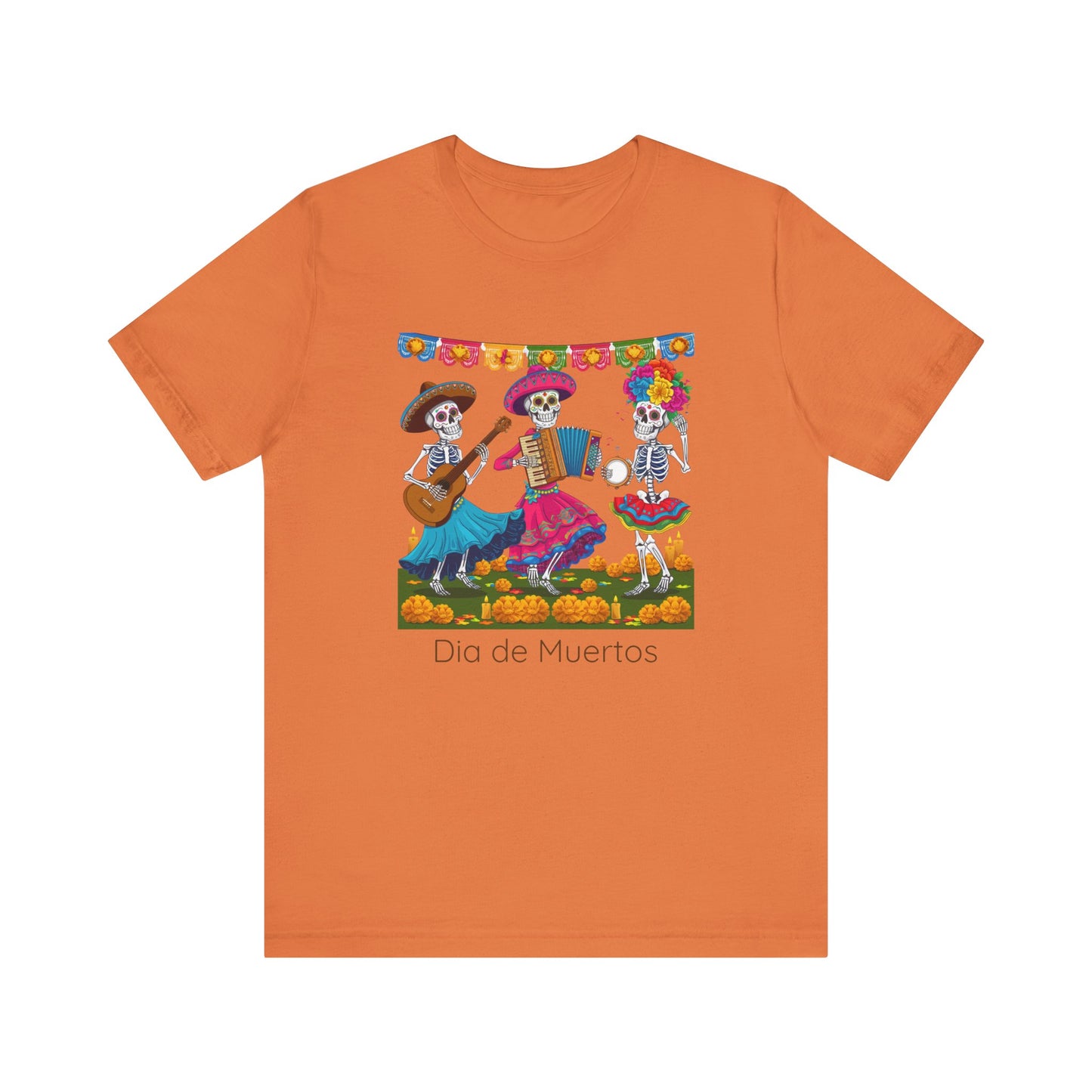 Dia de los Muertos Skeleton Tee, Mexican Folklore Unisex Shirt, Day of the Dead Short Sleeve Top, Dancing Skeletons T-Shirt, Mexican Culture