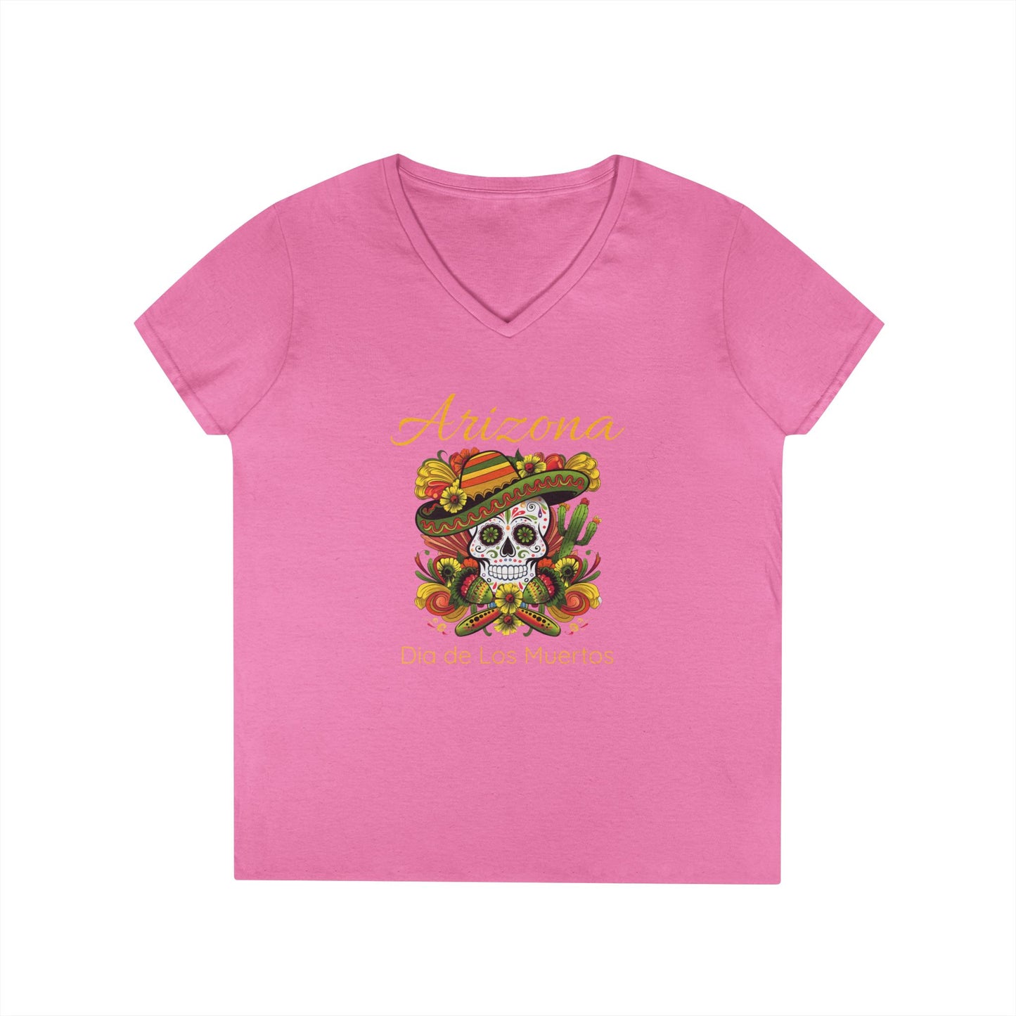 V-Neck T-Shirt Day of the Dead Sugar Skull Women's Tee