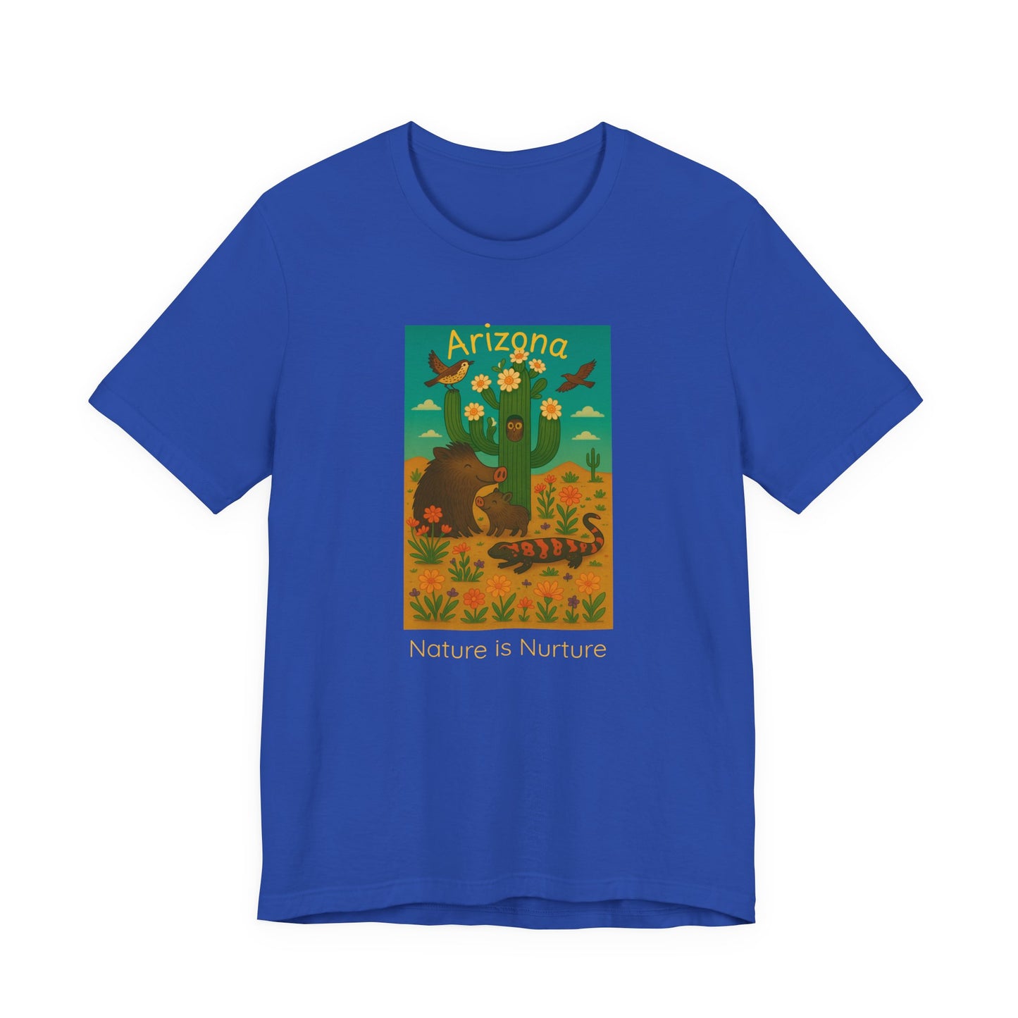Arizona Desert Saguaro cactus in bloom ,Unisex Tee, Southwest Botanical Shirt, Nature Lover Gift, Boho Desert Top, Desert Critters Tshirt,