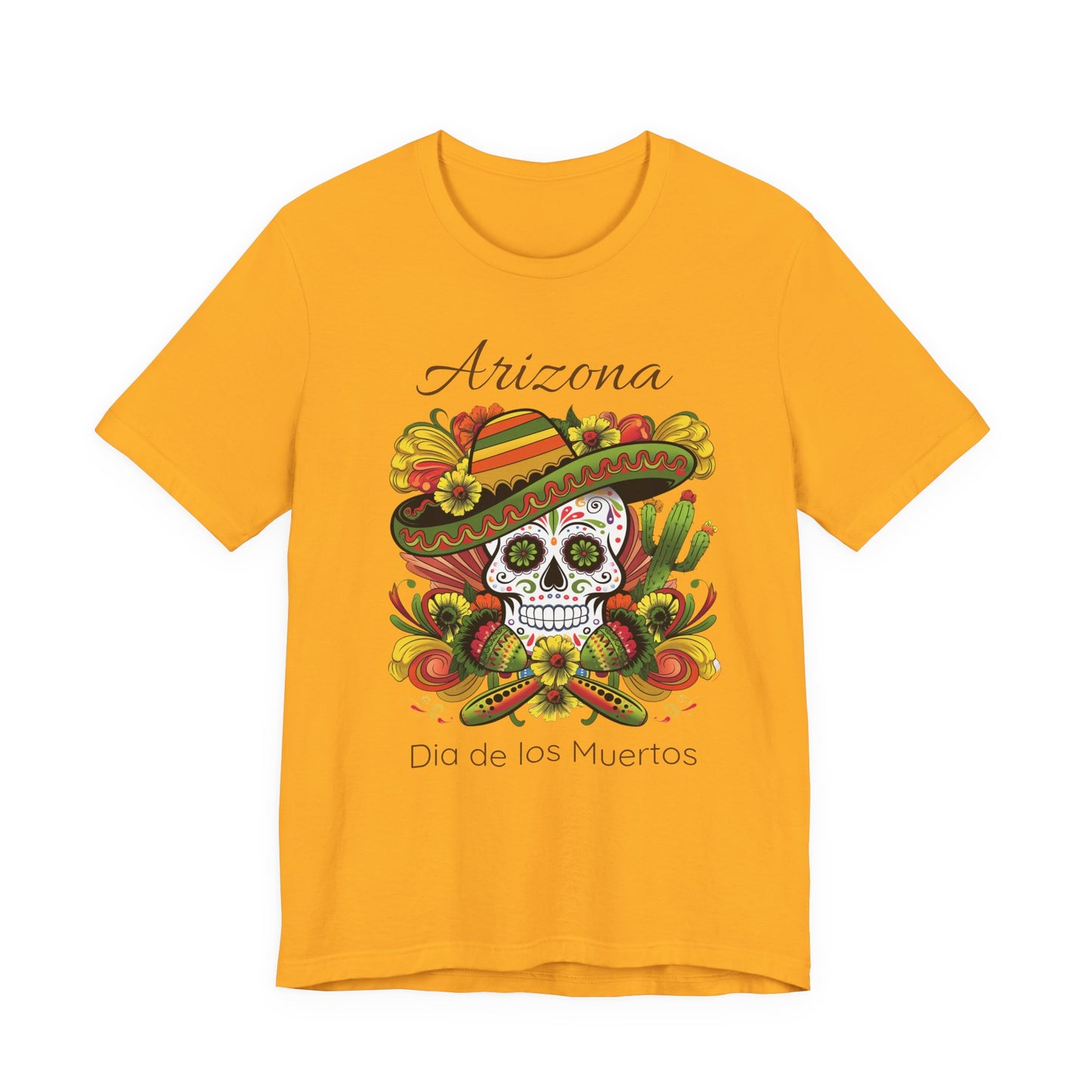 Dia de los Muertos Unisex Jersey Tee, Colorful Skull T-Shirt, Arizona Design, Holiday Apparel, Casual Wear, Gifts for Him and Her