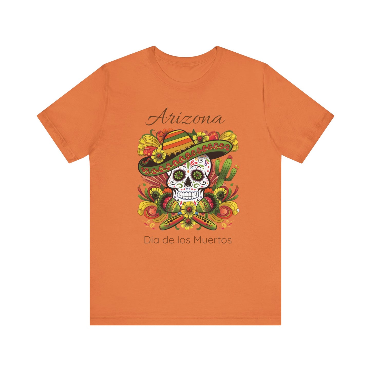 Dia de los Muertos Unisex Jersey Tee, Colorful Skull T-Shirt, Arizona Design, Holiday Apparel, Casual Wear, Gifts for Him and Her