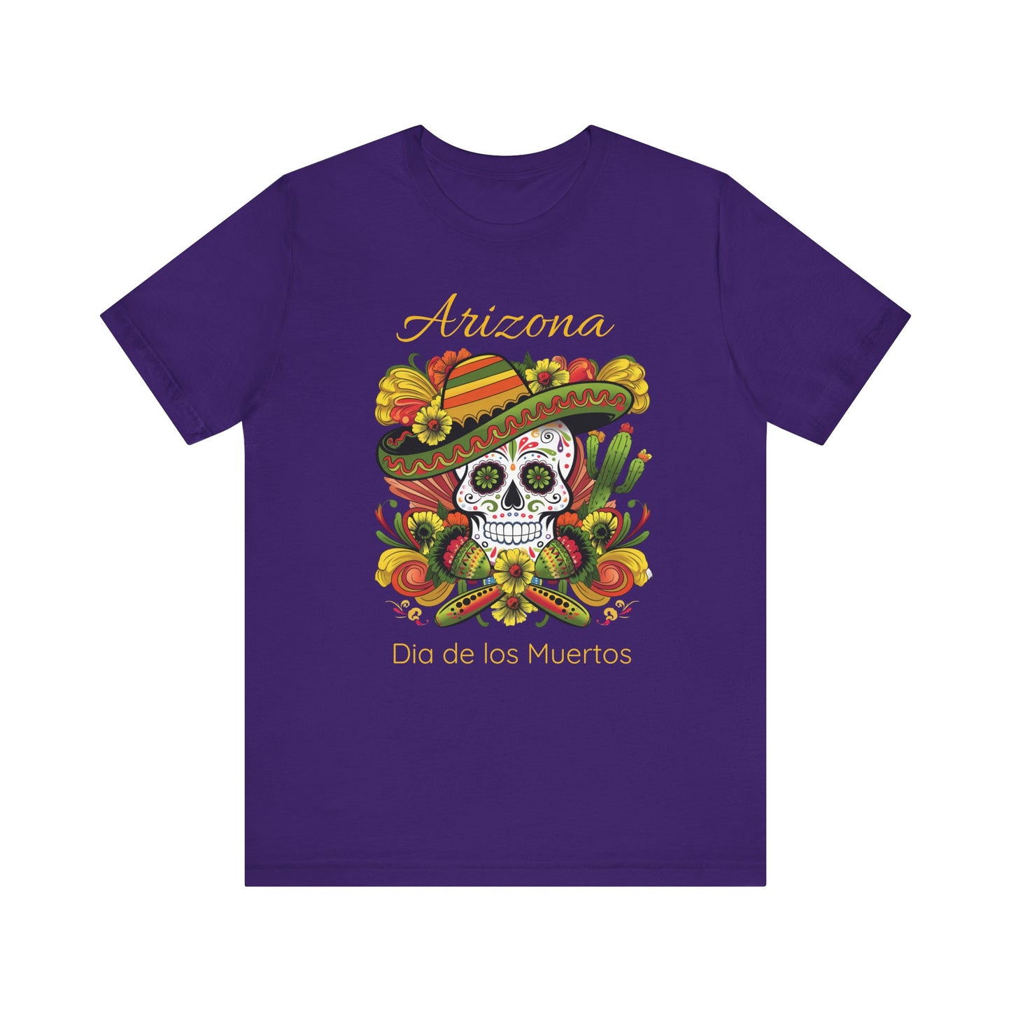 Dia de los Muertos Unisex Jersey Tee, Colorful Skull T-Shirt, Arizona Design, Holiday Apparel, Casual Wear, Gifts for Him and Her