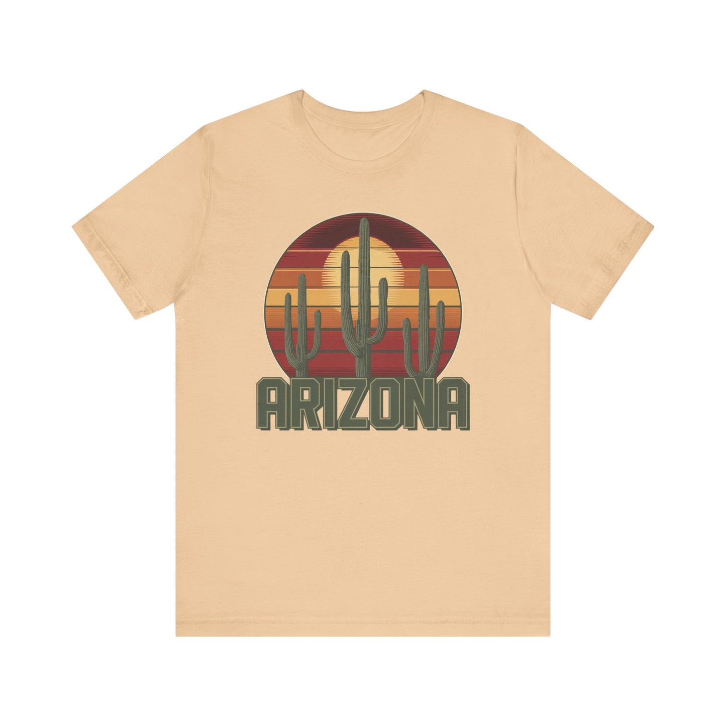 Arizona Desert Landscape Three Saguaro Cactus at Sunset Graphic Tee for Nature Lovers, Boho Summer Shirt, Gift for Adventurers, Vacation Wear, Casual Outfit