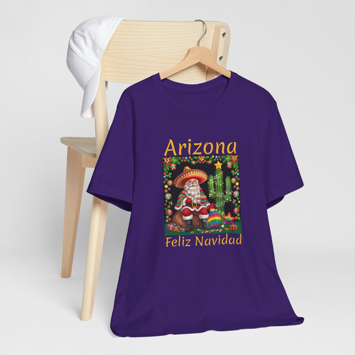 Unisex short sleeve T-Shirt - Arizona Santa in Sombrero Feliz Navidad Design, Arizona Christmas souvenir