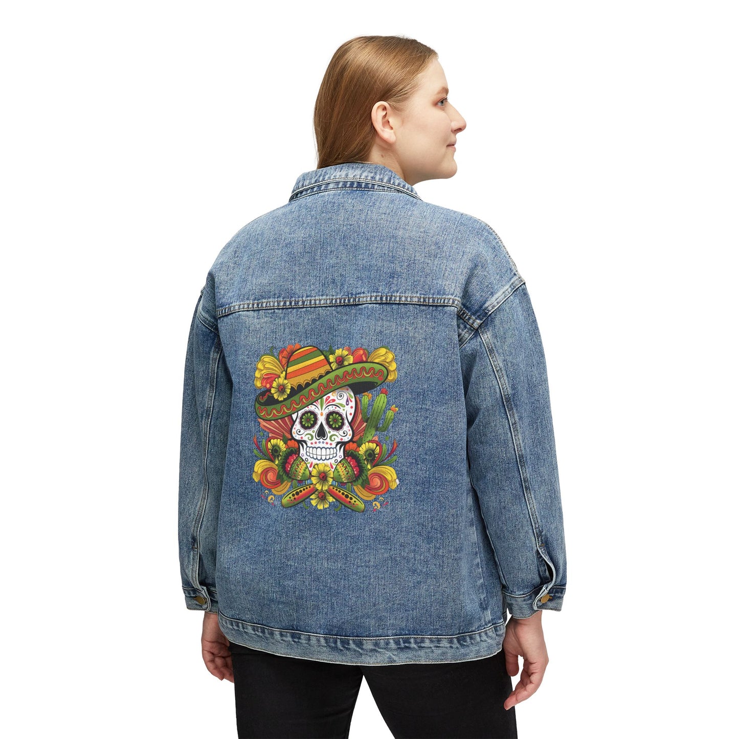 Day of the Dead Women's Denim Jacket | Vintage Style, Casual Wear, Festival Outfit, Gift for Her, Boho Fashion