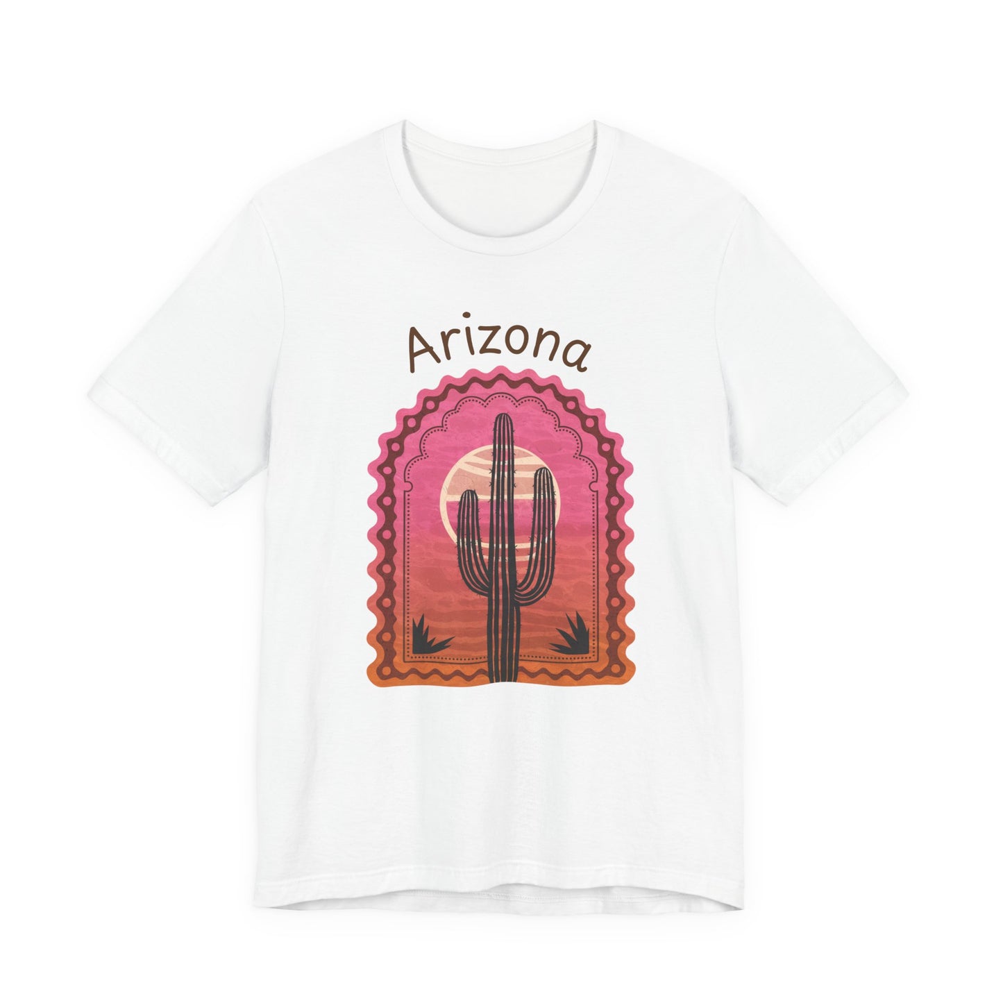 Desert Saguaro Sunset Graphic Tee for Nature Lovers, Boho Summer Shirt, Gift for Adventurers, Vacation Wear, Casual Outfit
