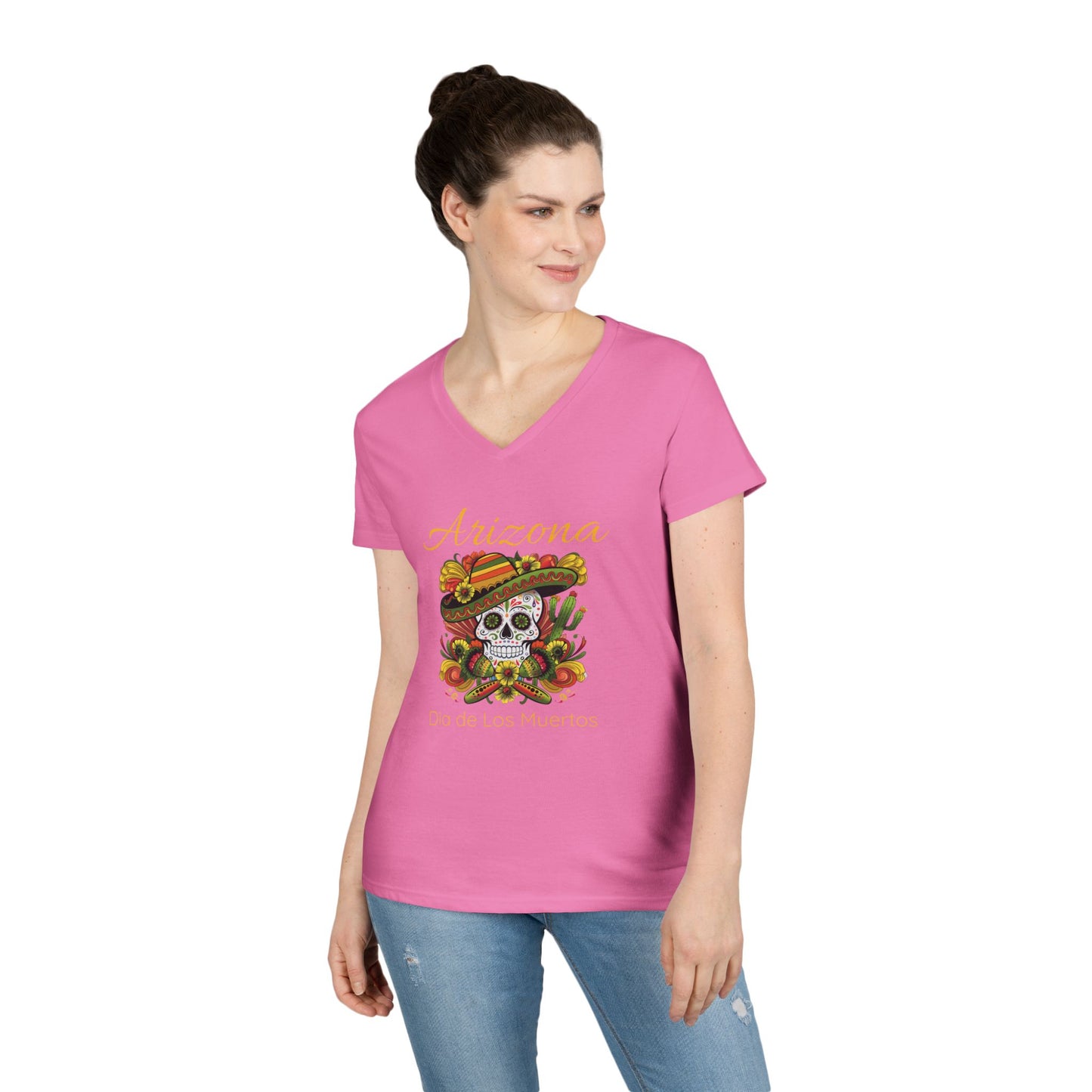 V-Neck T-Shirt Day of the Dead Sugar Skull Women's Tee