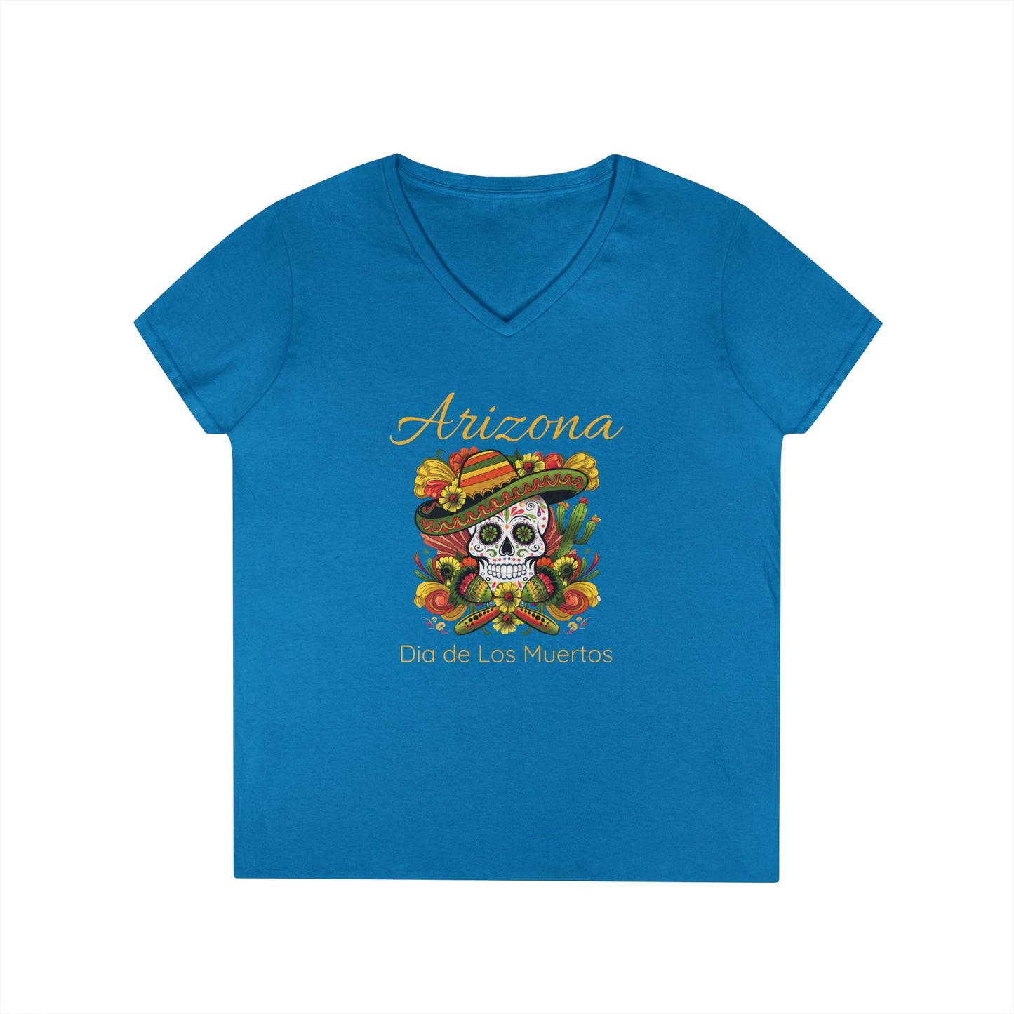 V-Neck T-Shirt Day of the Dead Sugar Skull Women's Tee