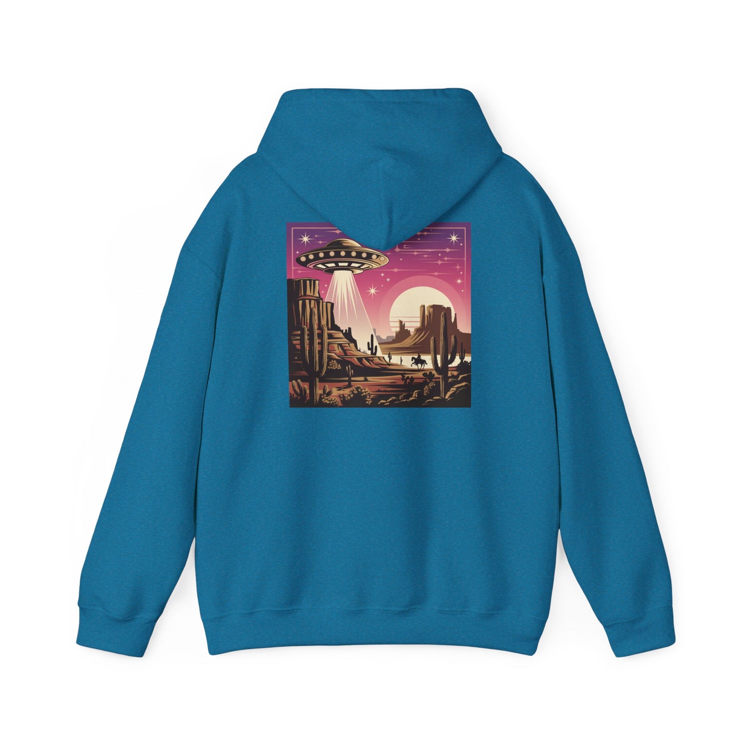 Vintage UFO Adventure Hoodie, Retro Space Sweatshirt, Unisex Hooded Pullover, Sci-Fi Gift, Cool Graphic Hoodie