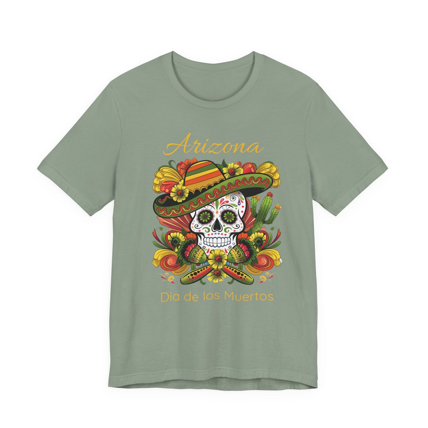 Dia de los Muertos Unisex Jersey Tee, Colorful Skull T-Shirt, Arizona Design, Holiday Apparel, Casual Wear, Gifts for Him and Her