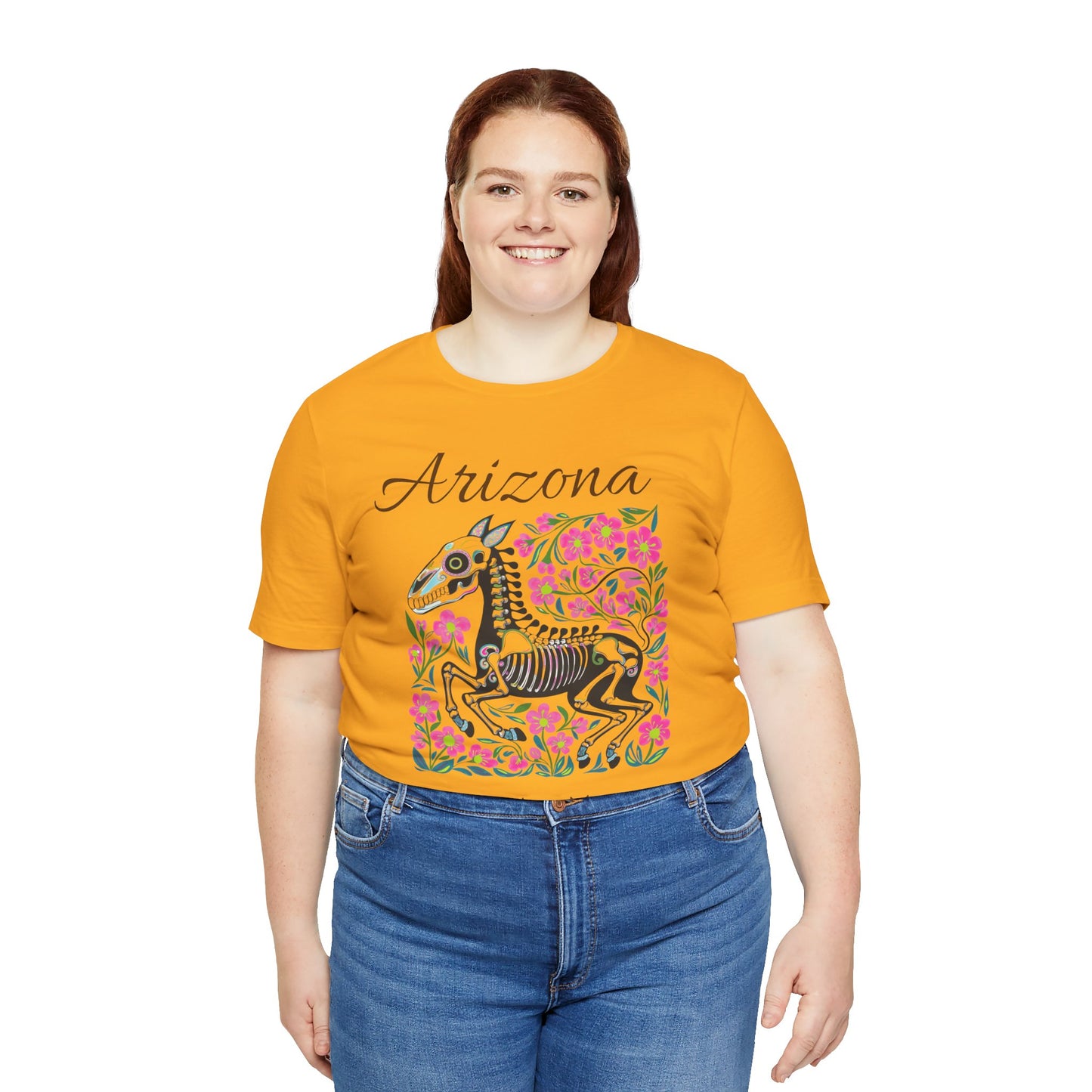 Dia de los Muertos Unisex Tee, Skull Art Shirt, Horse Skeleton,Arizona Gift, Fall Fashion, Halloween Celebration, Fiery Spirit