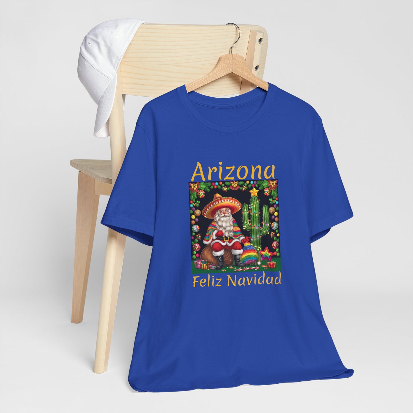 Unisex short sleeve T-Shirt - Arizona Santa in Sombrero Feliz Navidad Design, Arizona Christmas souvenir