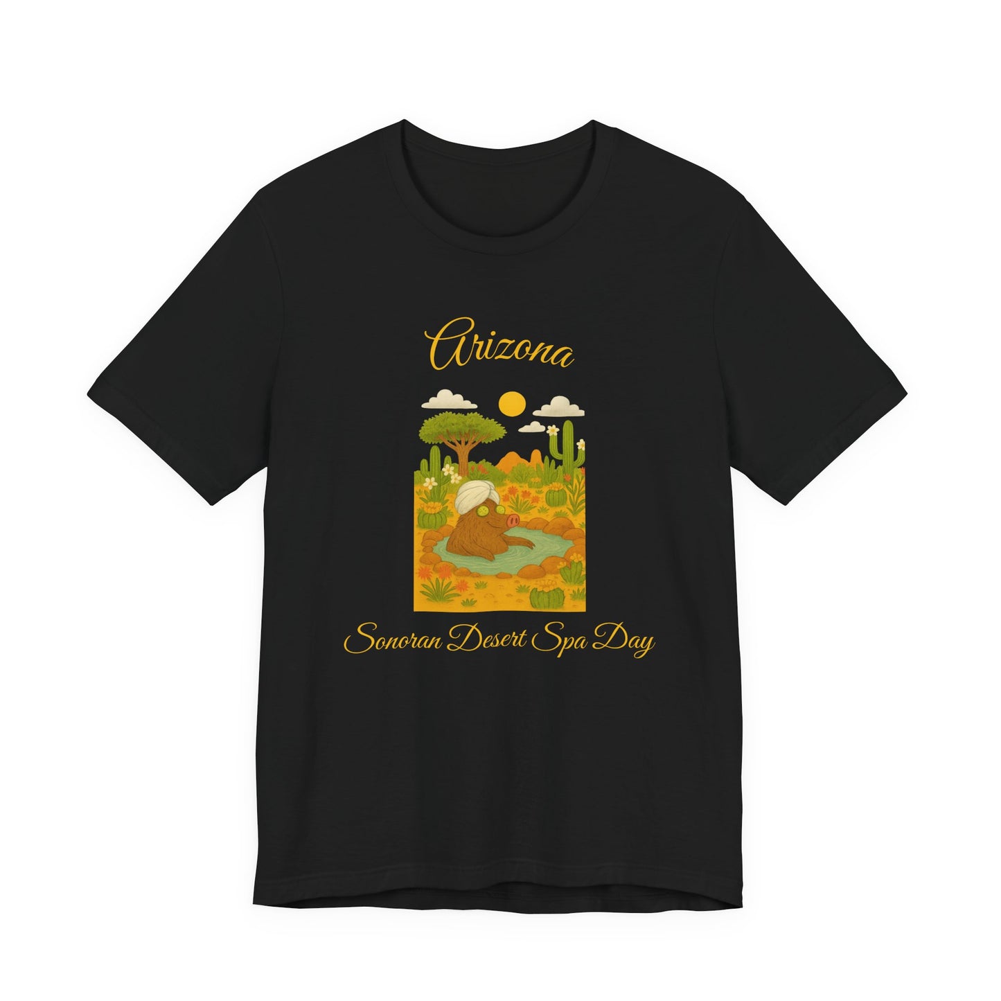 Arizona Sonoran Desert  Javelina Spa Day Souvenir Tee, Unisex Short Sleeve Shirt, Nature Lover Gift, Holiday Casual Wear, Adventure T-Shirt, Summer Travel Souvenir