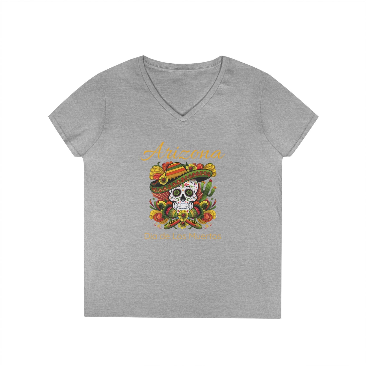 V-Neck T-Shirt Day of the Dead Sugar Skull Women's Tee