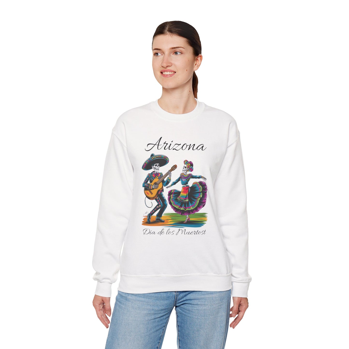 Arizona Día de los Muertos Sweatshirt, Cozy Crewneck, Unisex Apparel, Day of the Dead Gift, Fall Fashion Layer