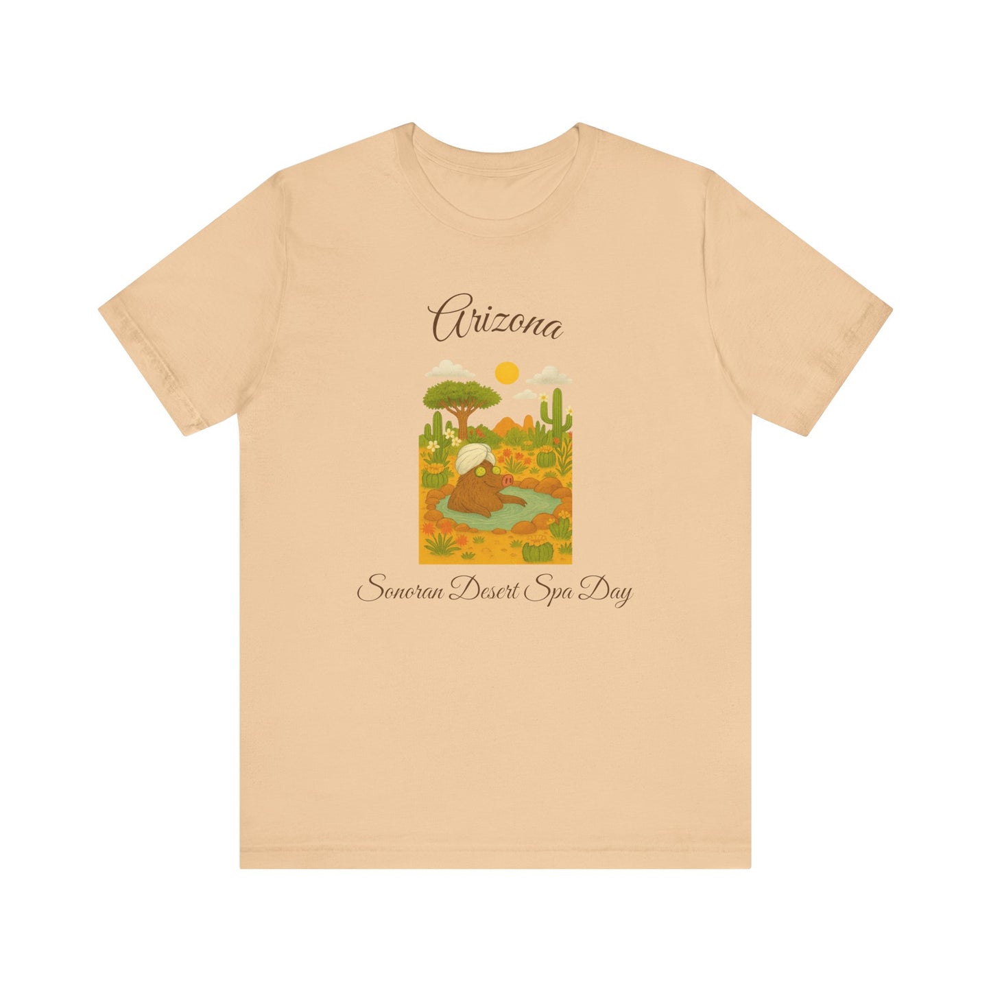 Arizona Sonoran Desert  Javelina Spa Day Souvenir Tee, Unisex Short Sleeve Shirt, Nature Lover Gift, Holiday Casual Wear, Adventure T-Shirt, Summer Travel Souvenir