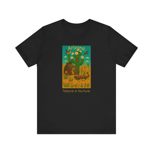 Arizona Desert Saguaro cactus in bloom ,Unisex Tee, Southwest Botanical Shirt, Nature Lover Gift, Boho Desert Top, Desert Critters Tshirt,
