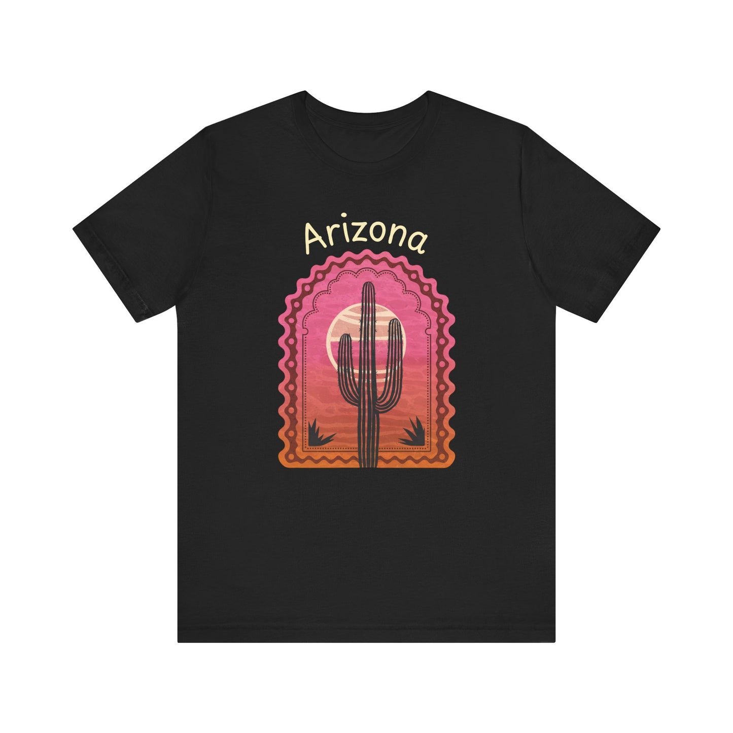 Desert Saguaro Sunset Graphic Tee for Nature Lovers, Boho Summer Shirt, Gift for Adventurers, Vacation Wear, Casual Outfit